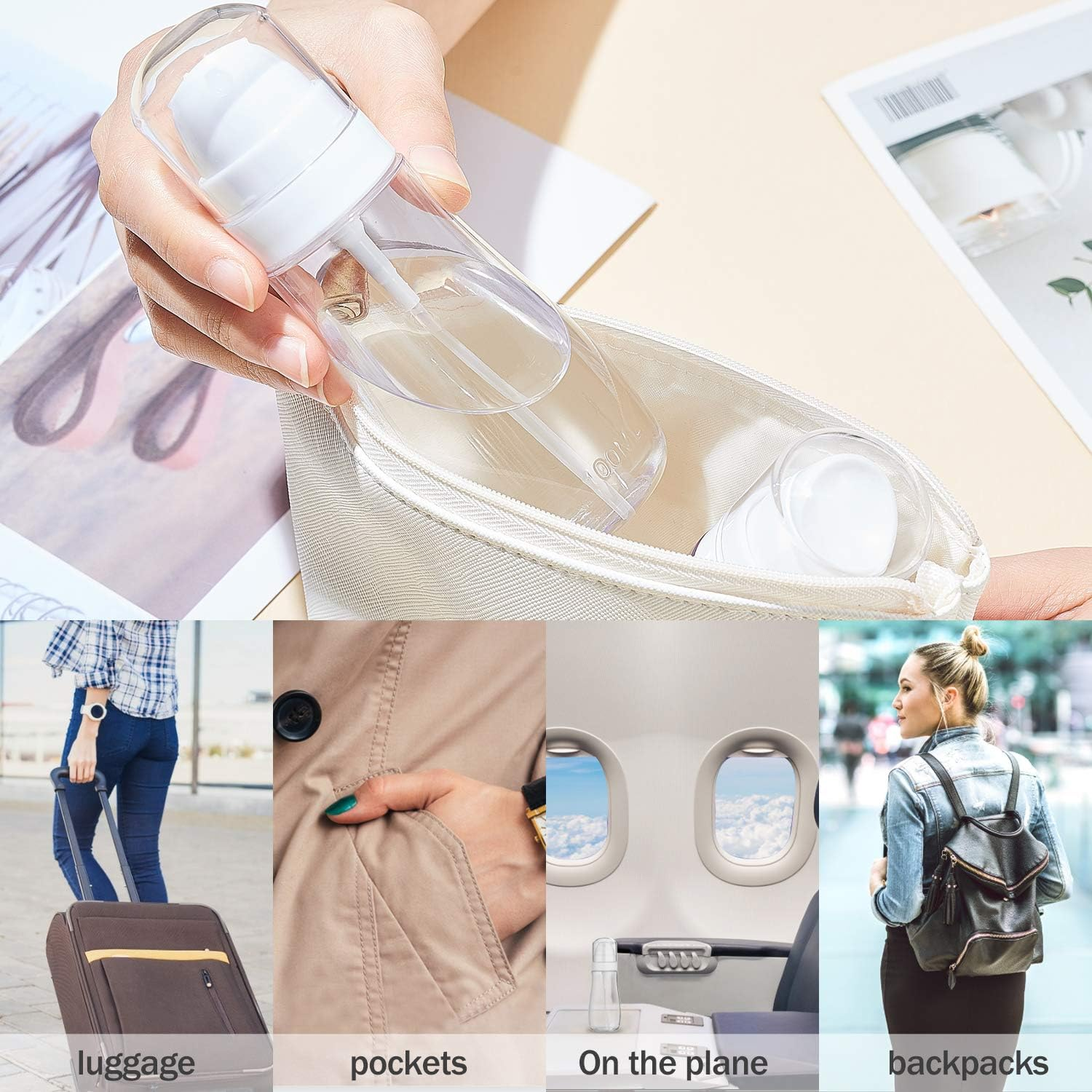 Plastic Empty Spray Bottles with Fine Mist Sprayer,3.4Oz/100Ml Refillable Portable Travel Bottle,Liquid Sprayer,Chemical Resistance (2 Pack), Transparent, Small image number 3