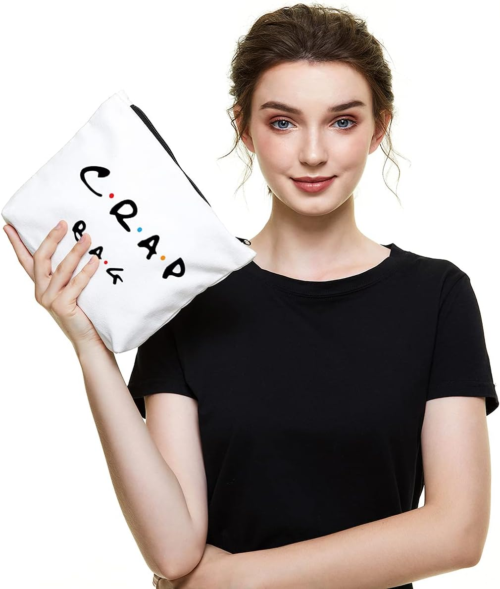 Ihopes+ Natural Reusable Makeup Bag Friends Theme Eco-Friendly Makeup Bag Gifts for Women Men Best Friends, Black image number 4