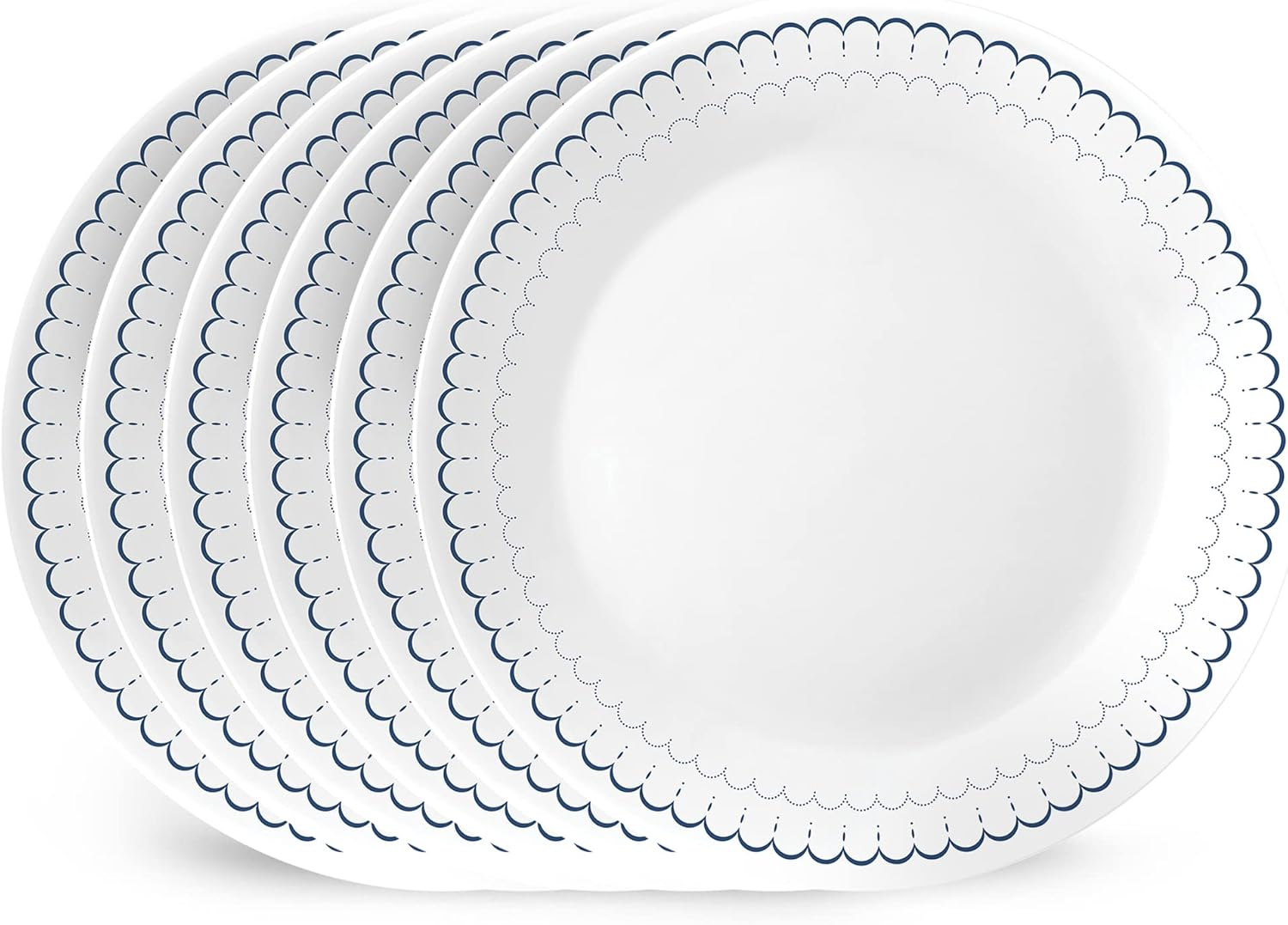 Corelle 6-Piece 10.25" Dinner round Plates, Vitrelle Triple Layer Glass, Lightweight round Plates, Large round Plates, Chip and Scratch Resistant, Microwave and Dishwasher Safe, Caspian