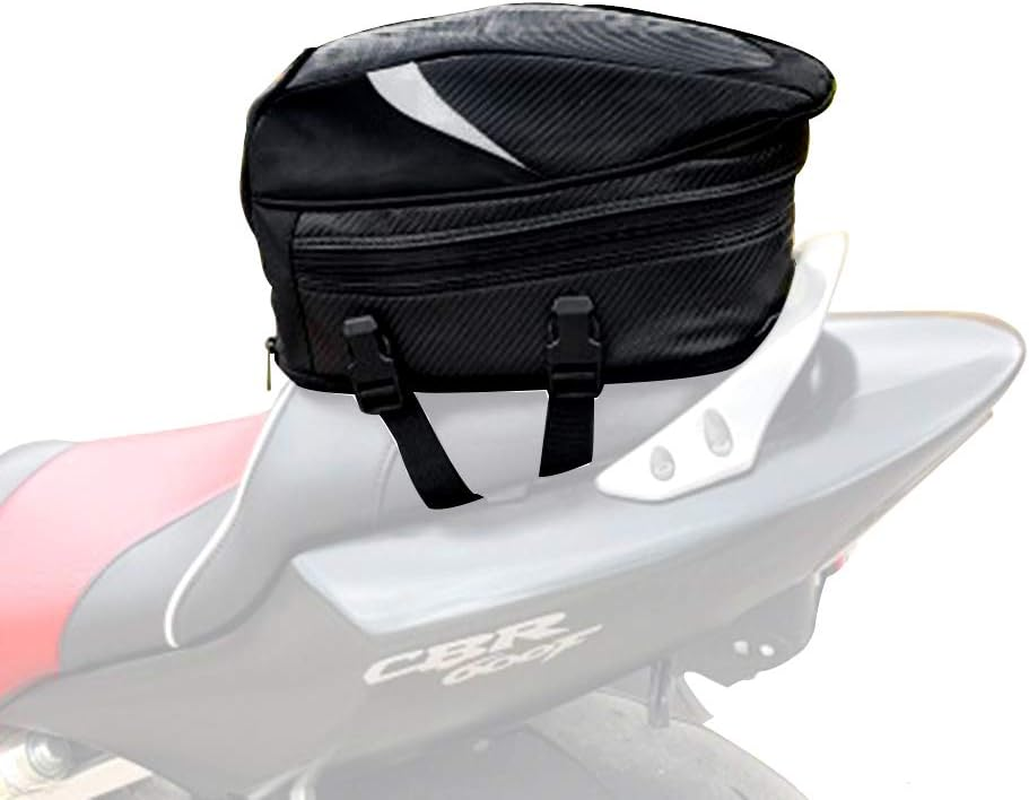 Motorcycle Seat Bag/Tail Bag Saddlebags Waterproof Luggage Bag Multifunctional PU Leather Motorbike Helmet Bag Storage Bag Riding Backpack,18.5 Liters image number 4