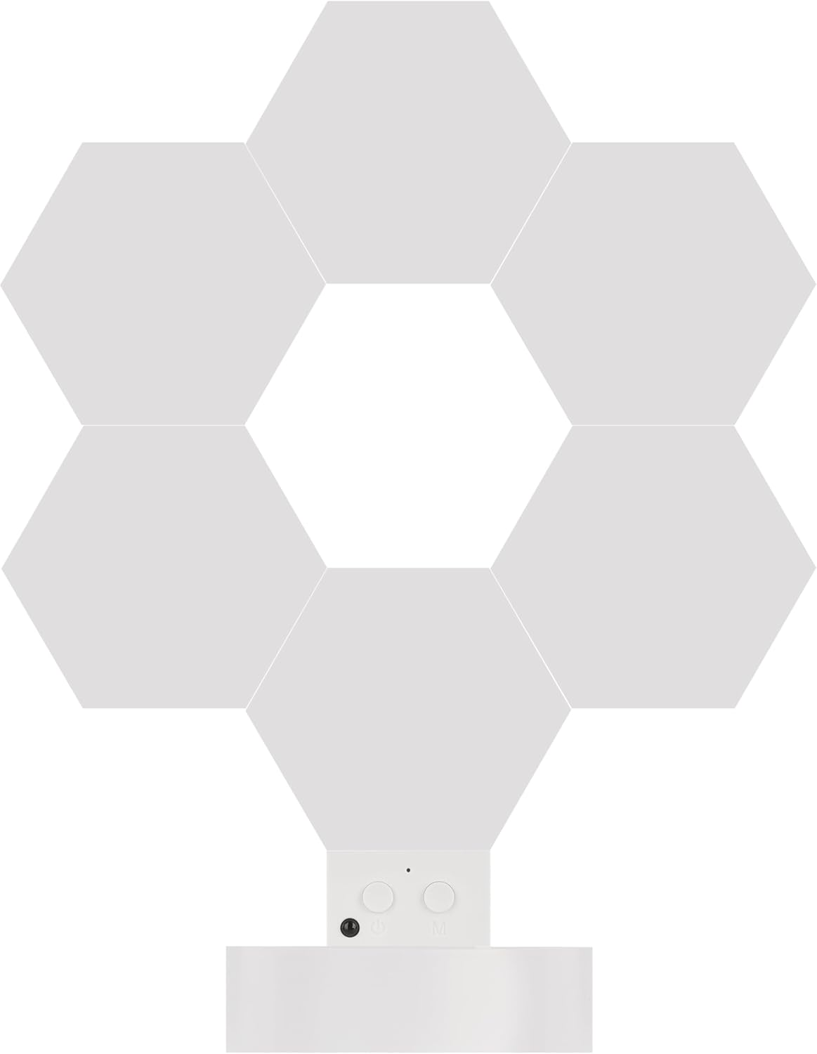 EMOS - Smart Hexagon Table and Wall Lamp, 6 Pieces Hexagon Elements 2-In-1 - Wifi Modular Lighting with RGBIC Colour Spectrum, Dimmable - Handyapp, Voice Assistants - 1M USB Charging Cable - White image number 4