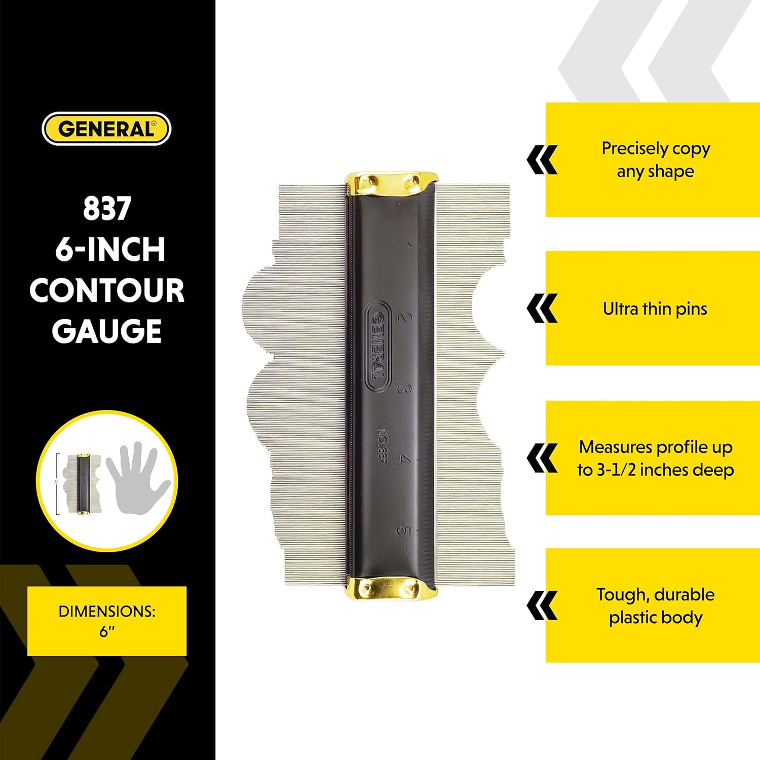 General Tools 837 Contour Gauge Duplicator, 6-Inch