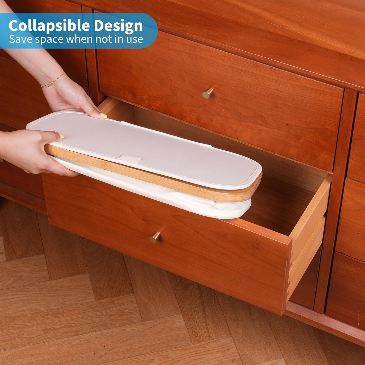 Efluky Slim Laundry Basket with Lid, Tall Narrow Washing Basket for Laundry, Folding Small Slimline Laundry Baskets for Dirty Clothes, 63L Cloth Storage Basket Beige image number 4