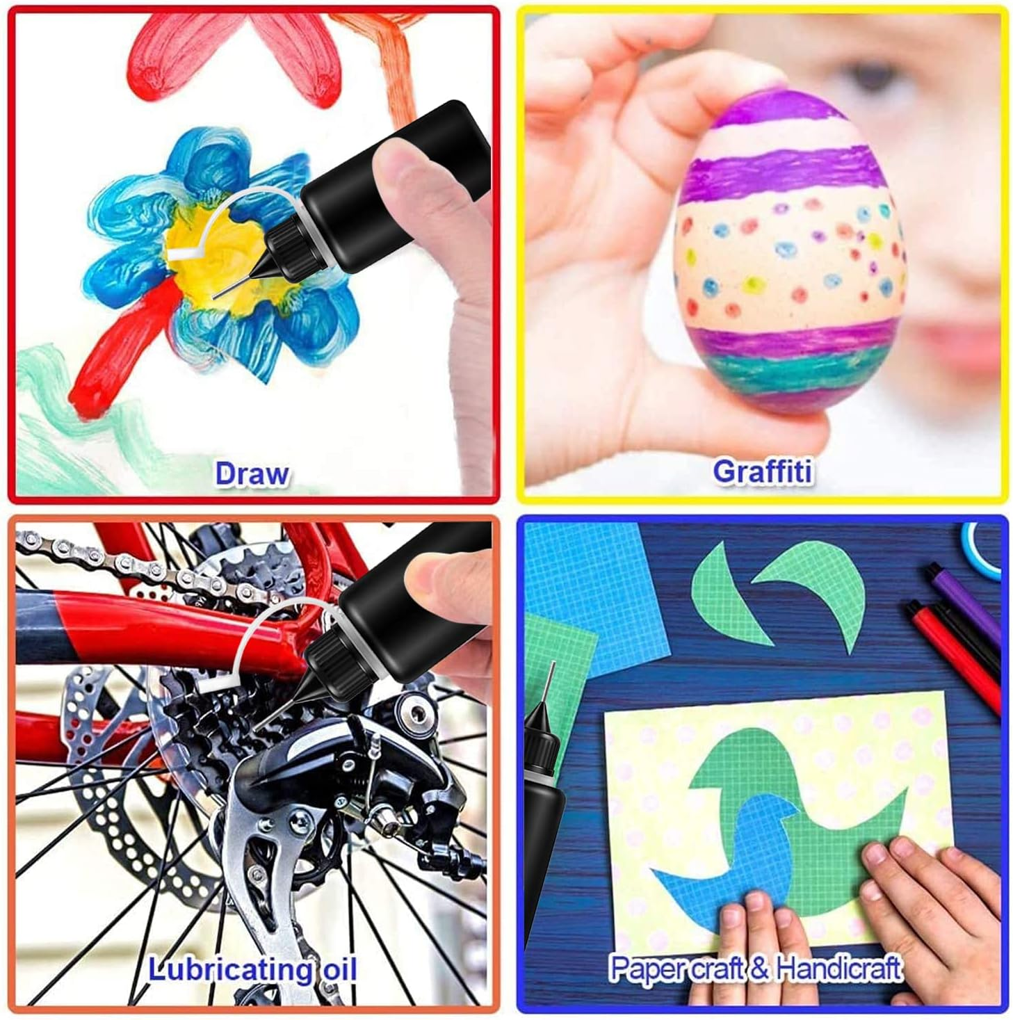 AQSXO 1 Ounce Black Needle Tip Glue Bottle, Tip Applicator Bottle with 2 Funnel, for Glue,Liquid,Oil, DIY Crafts Etc, 6 Pcs. image number 3