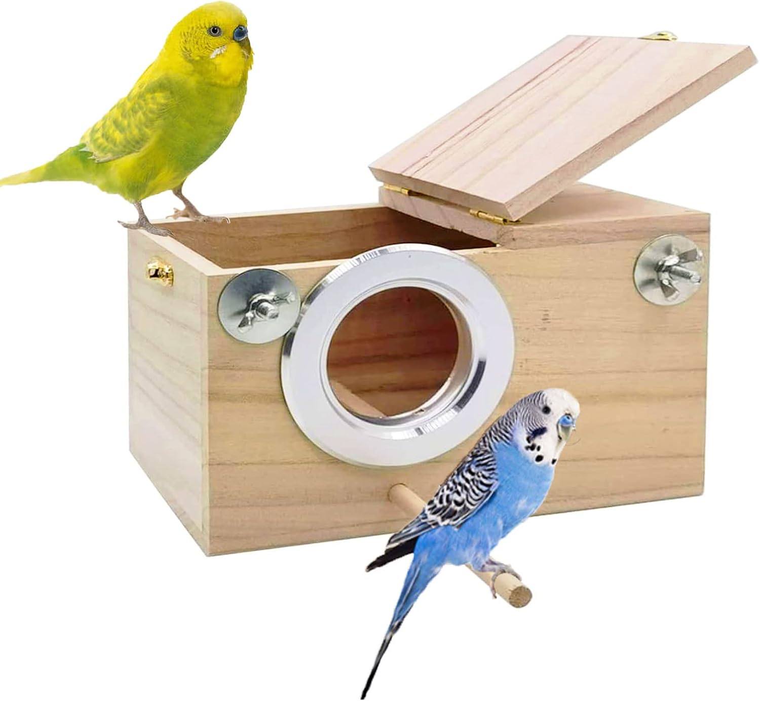 Kathson Parakeet Nest Box Budgie Nesting House Cockatiel Breeding Parrots Mating Box for Lovebirds Small and Medium-Sized Birds（S） image number 2