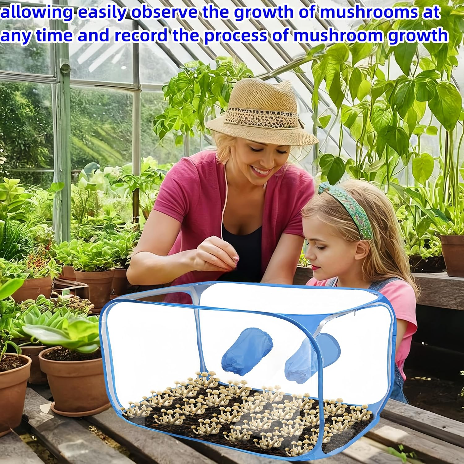Febohao Mushroom Growing Tent Waterproof Foldable Still Air Purifier Storage Box Pop up Mushroom Growing Container Kit House Mycology Fume Hood Propagatio Stations Greenhouse Gardening Plant image number 1