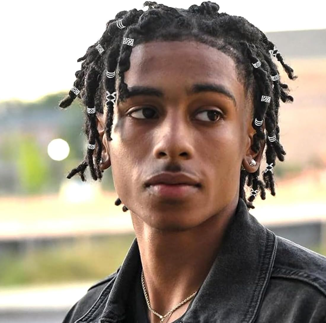 SIRLOMU Pack of 28 Dreadlocks Jewellery, Adjustable Metal Cuffs, Hair Spiral Clips, Dreadlocks Beads, Braiding Hair Jewellery, Suitable for Men and Women (Silver)