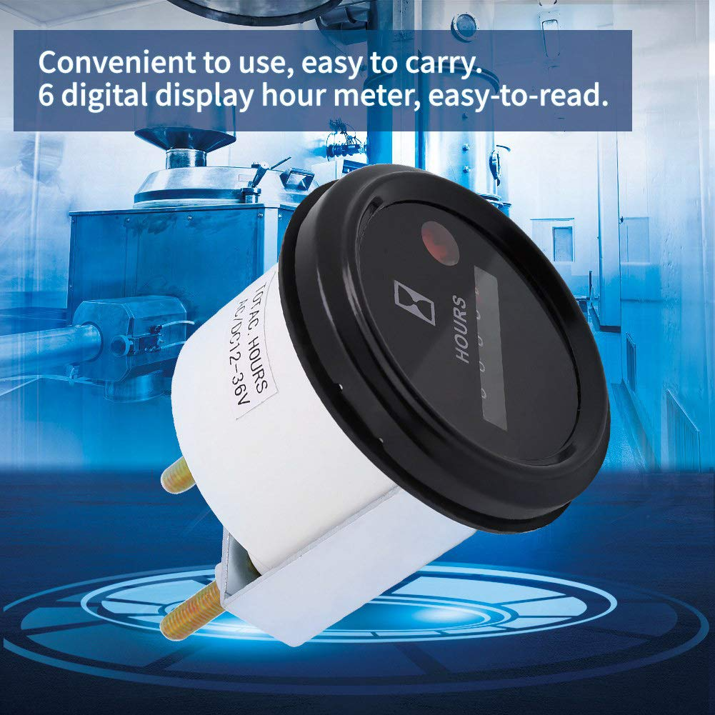 6-Digit Accurate Quartz Hour Meter Tester - round Digital Display for Car, Truck, and Boat image number 5