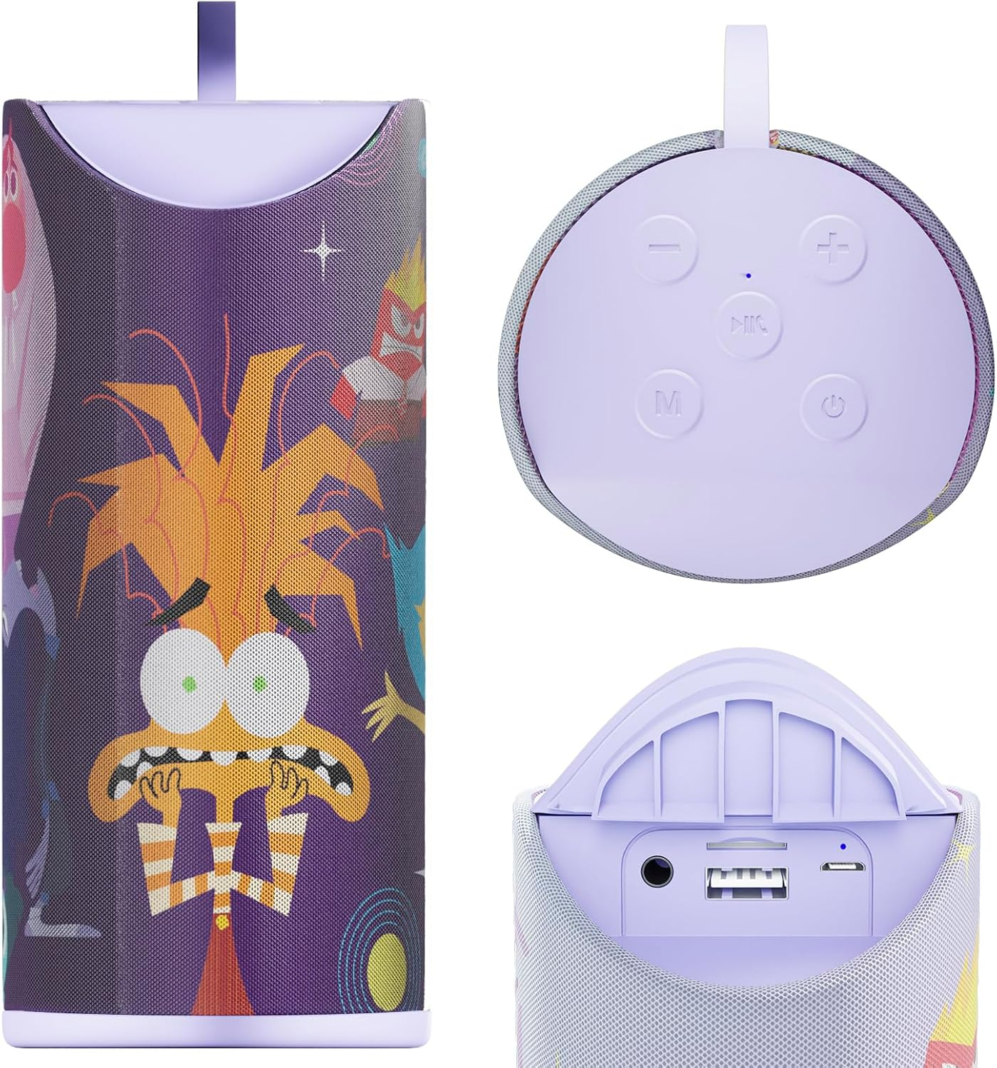 Disney/Pixar&rsquo;S inside Out 2 Bluetooth Speaker- Splashproof Wireless Speaker W/ 3 Hrs Playtime/Sd Slot/Fm Radio- inside Out 2 Gifts for Women, Men and All Fans (Anxiety + Joy)