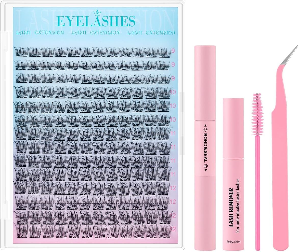 Eyelash Clusters DIY Lash Extension Kit 9-12MIX Eyelash Clusters Eyelash Extension Kit with Bond and Seal,Remover,Applicators for Beginner at Home image number 5