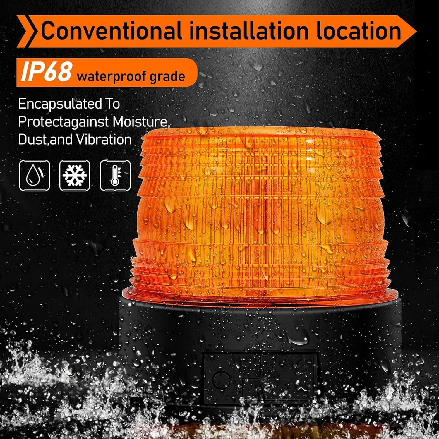 LED Warning Flash Beacon Lights Wireless Strobe Light Amber Emergency Magnetic Flashing Warning Safety Lights Beacon Battery Led Strobe Light, for Truck Vehicle Postal Mail Cars image number 4