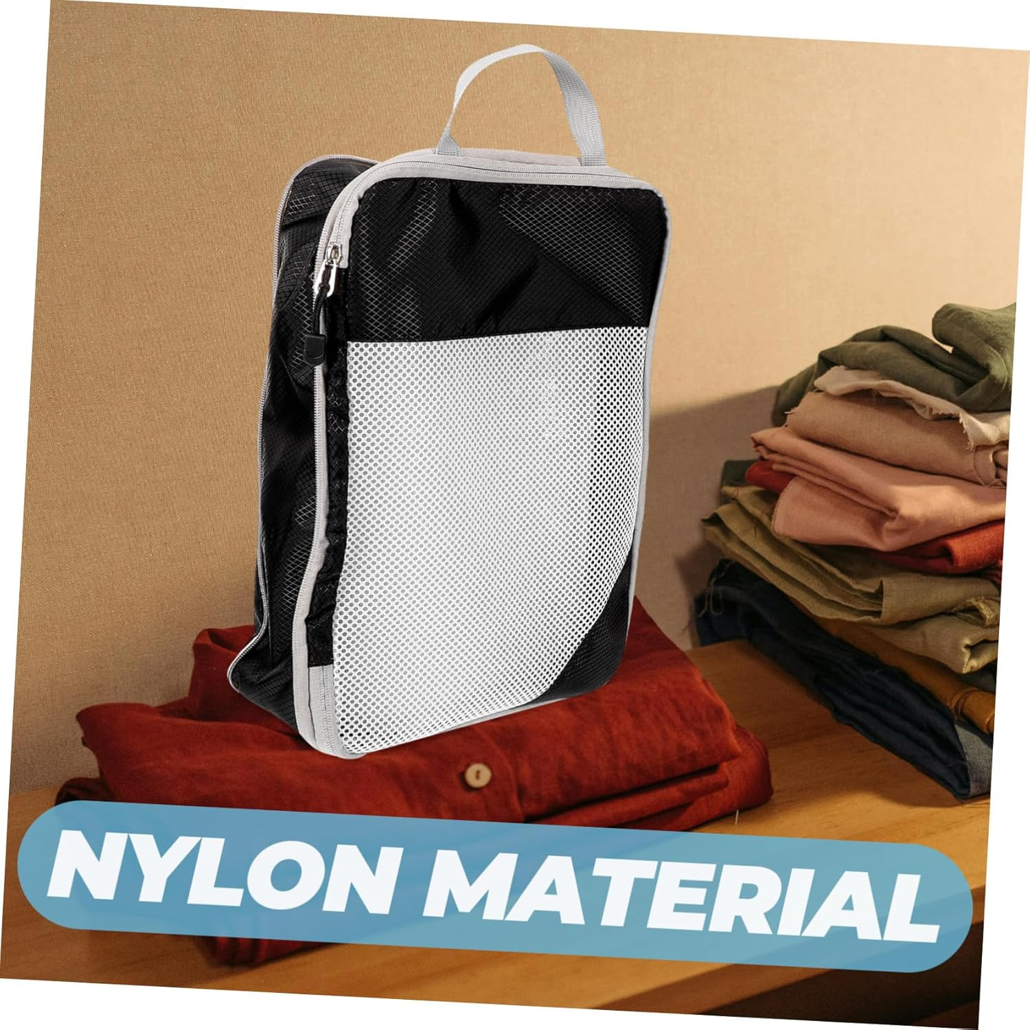 CLISPEED 4Pcs Travel Compression Storage Bags Set Mesh, Black Lightweight Packing Cubes for Clothes, Underwear, and Luggage Organization Suitable for Suitcases and Hand Luggage image number 2