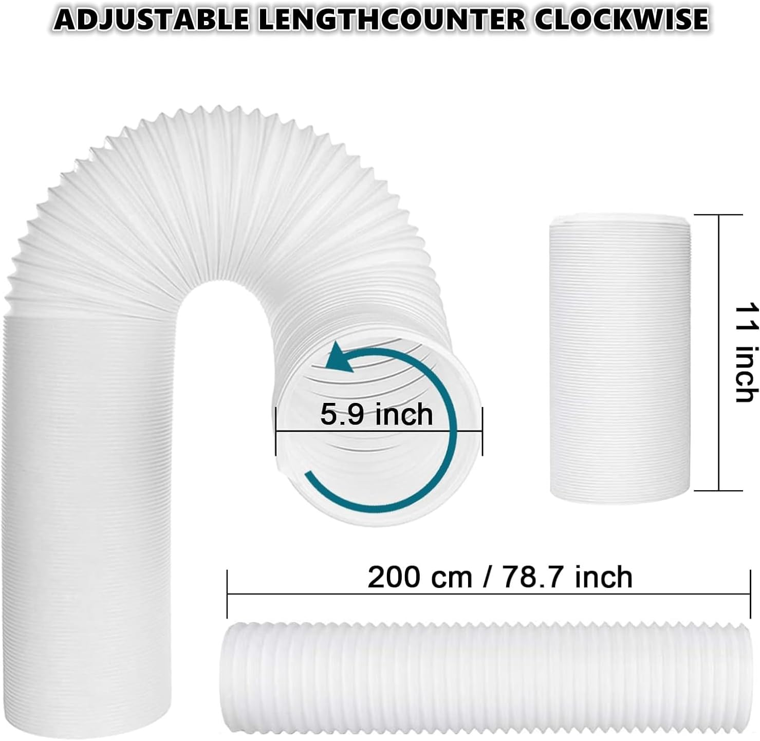 Portable Air Conditioner Exhaust Hose, Universal AC Exhaust Replacement 5.9 Inch Diameter Length to 6.56Ft Counterclockwise Air Conditioner Parts Suitable for Most Portable AC image number 6