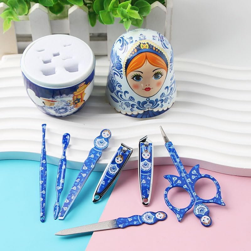 NOIAFZY 7Pcs Traditional Russian Nesting Design Nail Clippers Manicure Set Nail Scissors image number 5