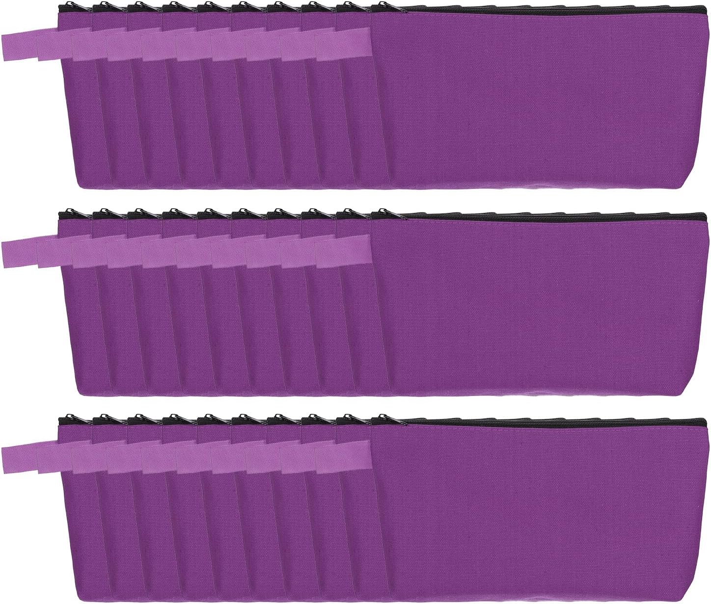 Sourcing Map Canvas Makeup Bags, Travel Cosmetic Bags Bulk, Multipurpose Blank Toiletry Zipper Pouches Blank DIY Craft Bags Pencil Bag for Women Teens, Purple image number 4