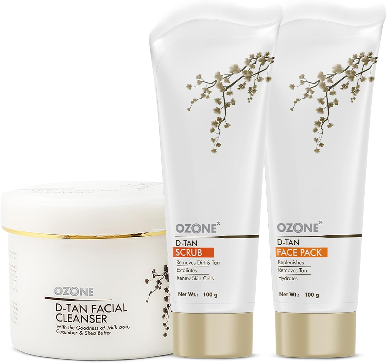 OZONE D Tan Trio (D Tan Cleanser 250G + D Tan Scrub 100G + D Tan Face Pack 100G) (3 Items in the Set) image number 1
