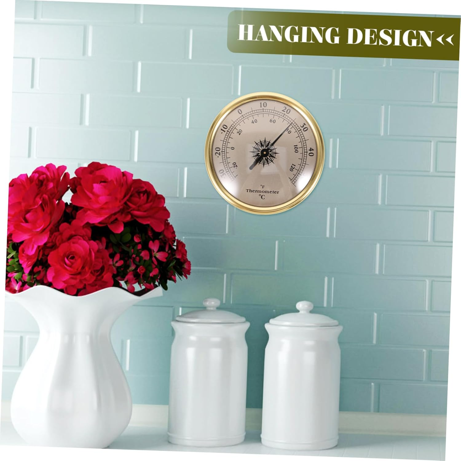 Wall Mount Temperature Gauge Thermometer for Home and Weather Monitoring Clear Scale Compact round Design Read Temperature for Indoor Use image number 5