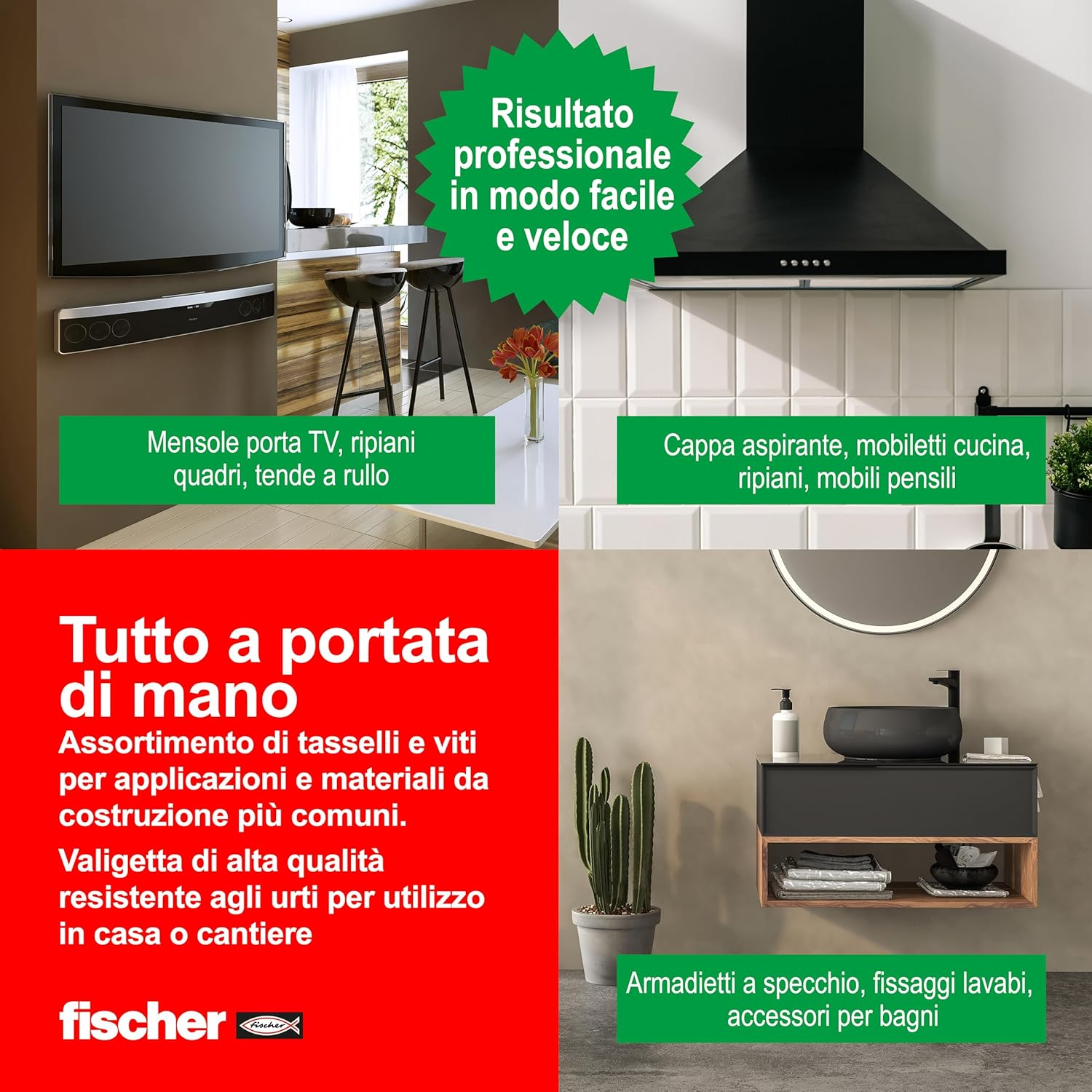 Fischer 544546 Duopower Universal Dowels Kit with Screw, &lrm;Transparent image number 4