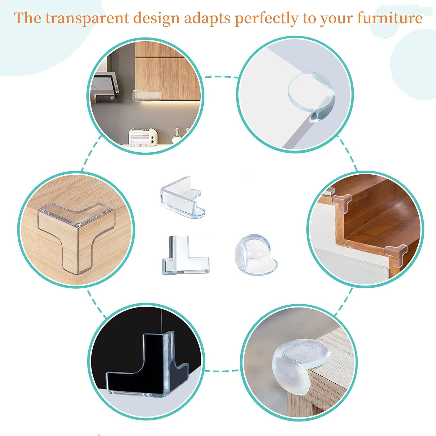 30Pc Baby Safety Corner Protectors,Clear Guards with Strong Adhesive, 3 Shapes image number 5