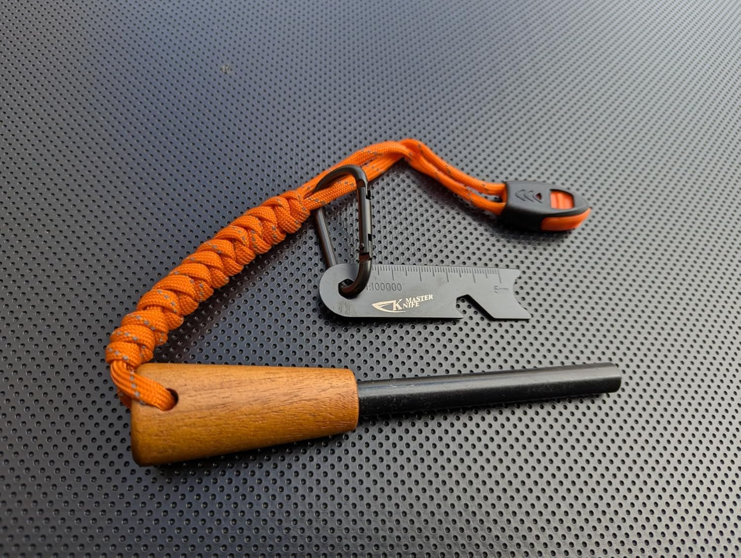 Outdoor Ferro Rod Flint Fire Starter with Handcrafted Wood Handle, | 20,000+ Strikes | Survival Flint and Steel Rods with Whistle,Carabiner,Paracord Reflective Neck-Wrist Lanyard for Your Camping Gear image number 1