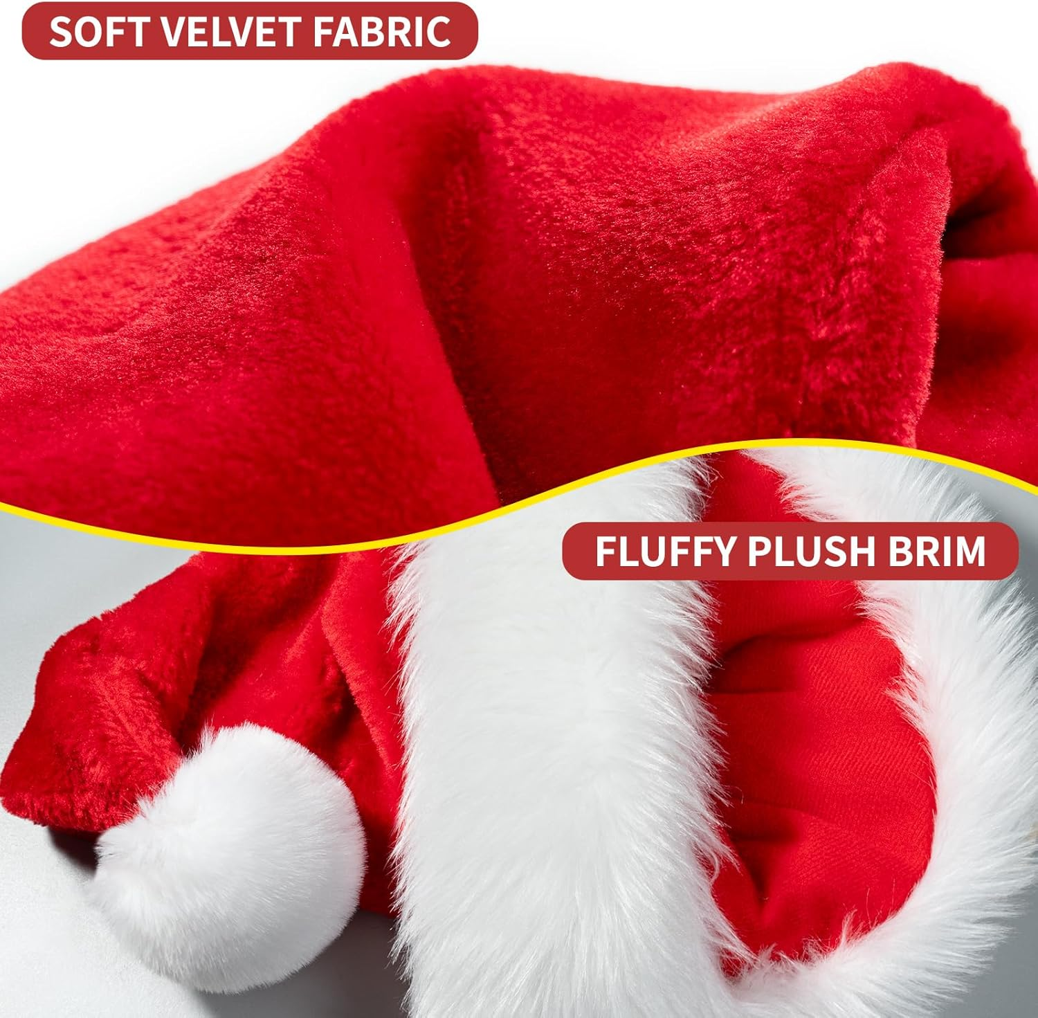 Santa Hat Christmas Hat for Adult, Unisex Soft Plush Classic Fur Xmas Holiday Hat, Thicken Comfortable Velvet Santa Claus Hat for Christmas New Year Festive Theme Party Supplies image number 5