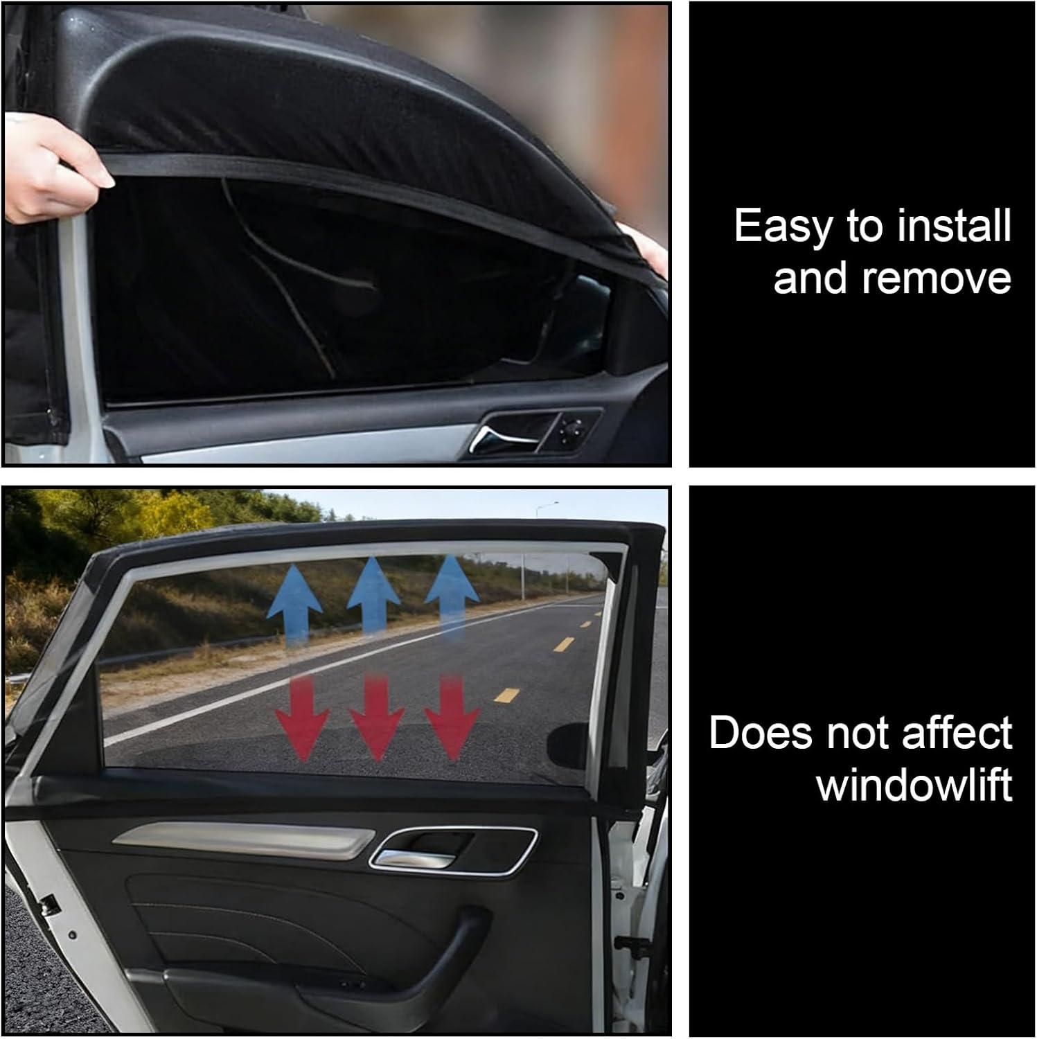 2 Pack Car Window Shade, Sun Shade Car Side Window Covers, UV Protection Breathable Mesh Car Sun Shades for Camping Privacy, Fits Car Truck SUV (39.8"X18.9") image number 1