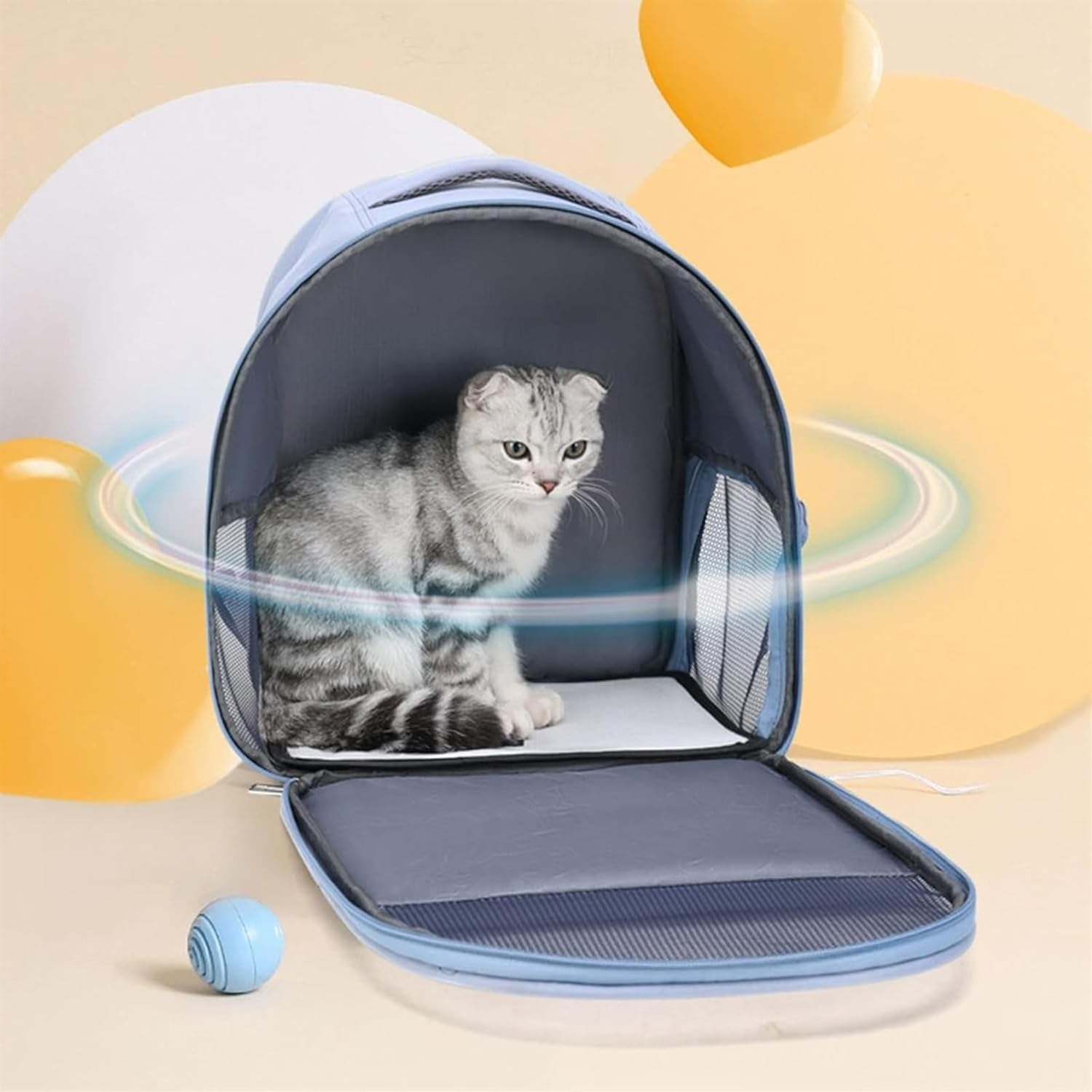 Cat Bag Dog Carrier Pet Carrier Portable Pet Cats Bag Outing Washable Cat Backpack Travel Bag Foldable Bag Cat Carrier Pet Bag Carrier(Color:Green) - Blue image number 2