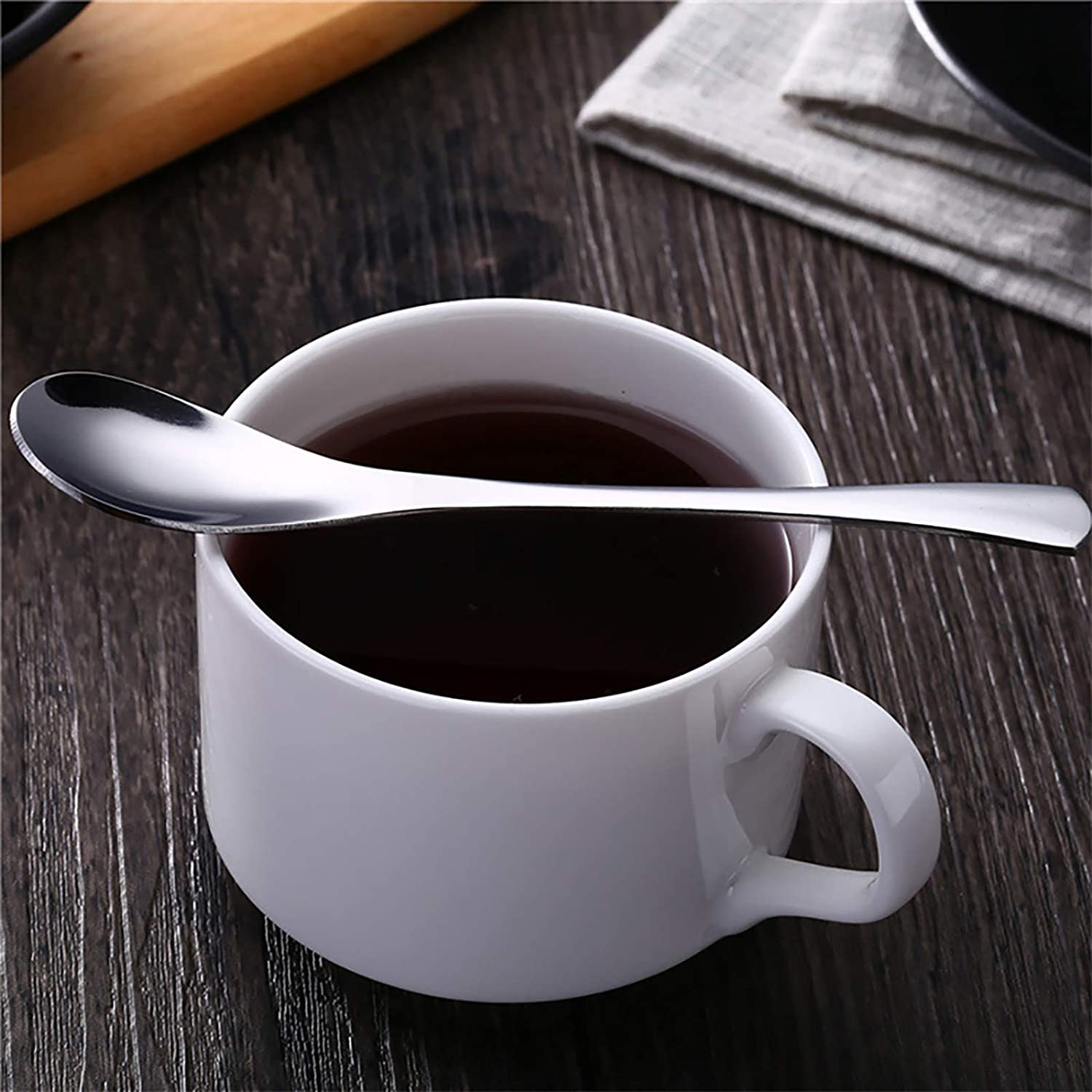 VANRA 5.3In 4-Piece Tea Spoons Set 18/10 Stainless Steel Coffee Appetizer Dessert Spoon Serving Spoon Teaspoon Silver Flatware Set image number 1