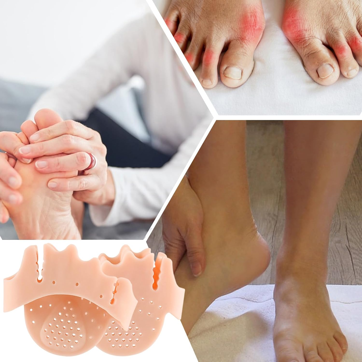 Toe Separator | 2X Silicone Toe Straightener | Forefoot Half-Size Pad Foot Corrector Cushion for Men Women Daily Use Exercise Dancing Walking Running High Heels Pedicure Home image number 1