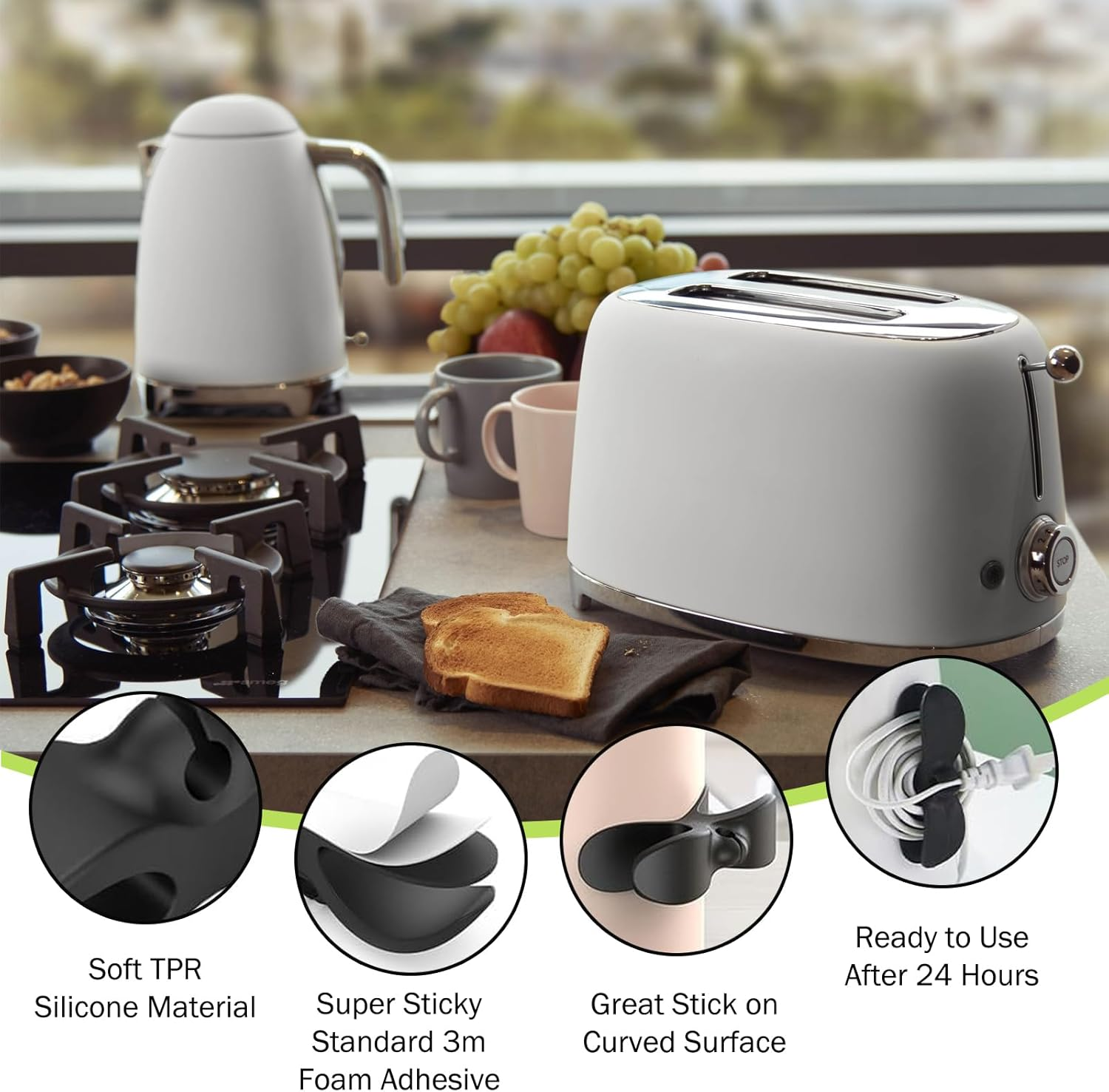 Cord Organizer for Appliances 6PCS Kitchen Appliance Cord Winder Cable Organizer Holder Wrapper for Pressure Cooker Mixer Blender Coffee Maker Air Fryer image number 5