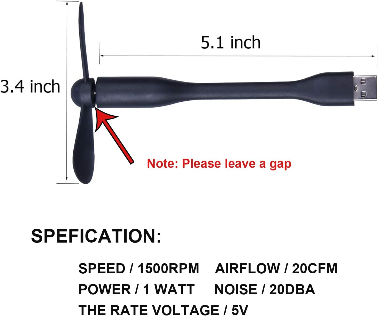 Sokelinn-Six USB Flexible Fan, Mini Portable Cooling Fans USB Powered for Power Bank Laptop PC AC Charger - 2 Pack (Black) - Blue image number 2