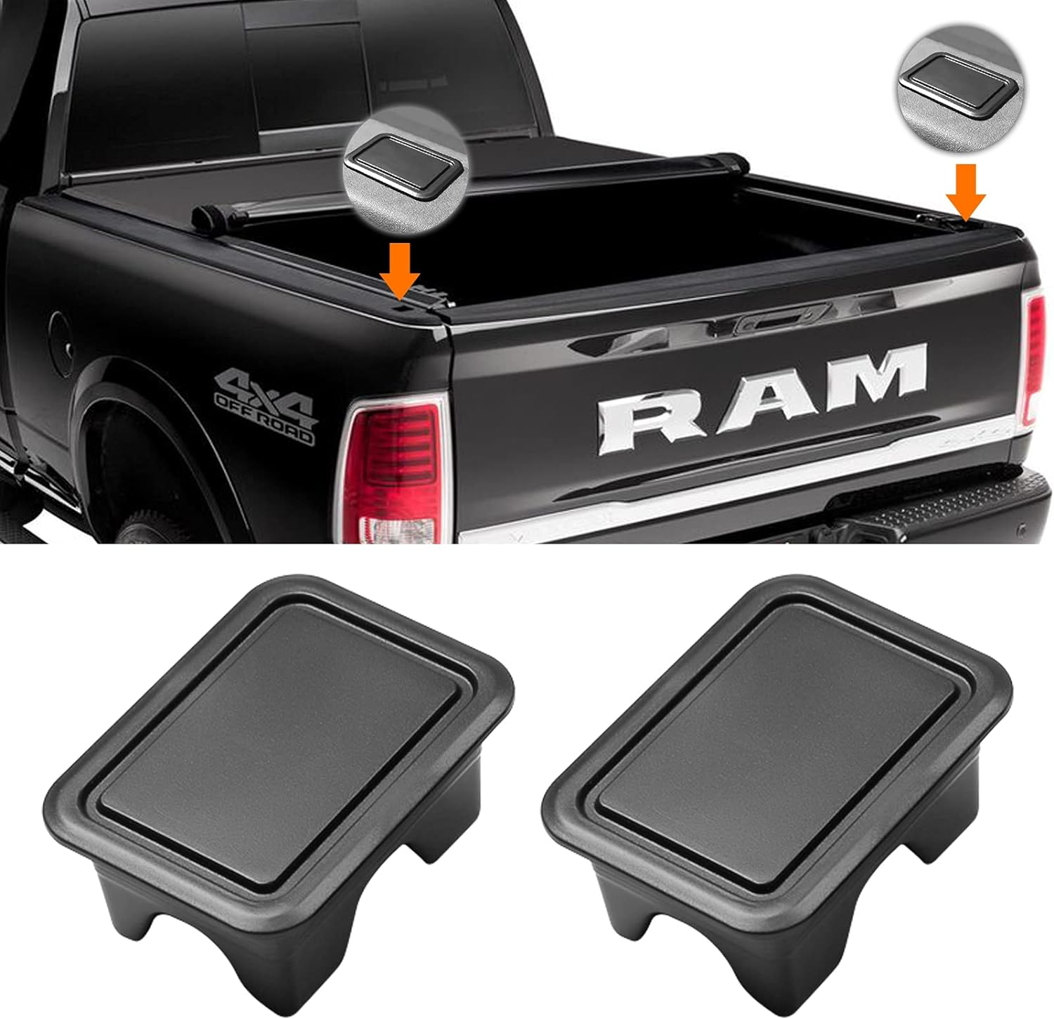 Moonlinks Ram 1500 Stake Pocket Covers, Rear Truck Bed Rail Stake Pocket Cover Compatible with Dodge Ram 2019-2024(Set of 2) image number 4