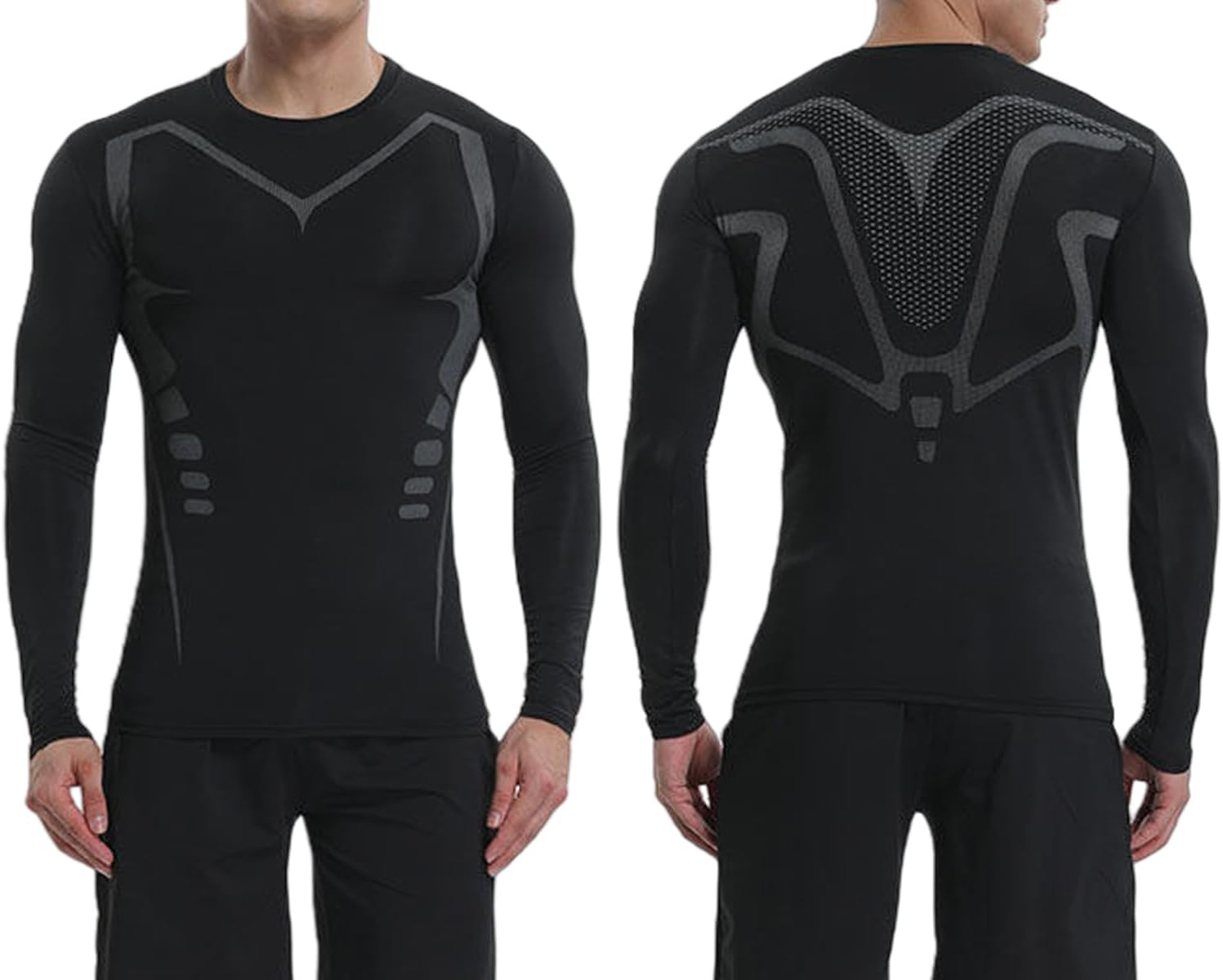 Men'S Compression Shirt Athletic Sports Long Sleeve Baselayer Quick-Drying Breathable Running Shirt for Fitness image number 4