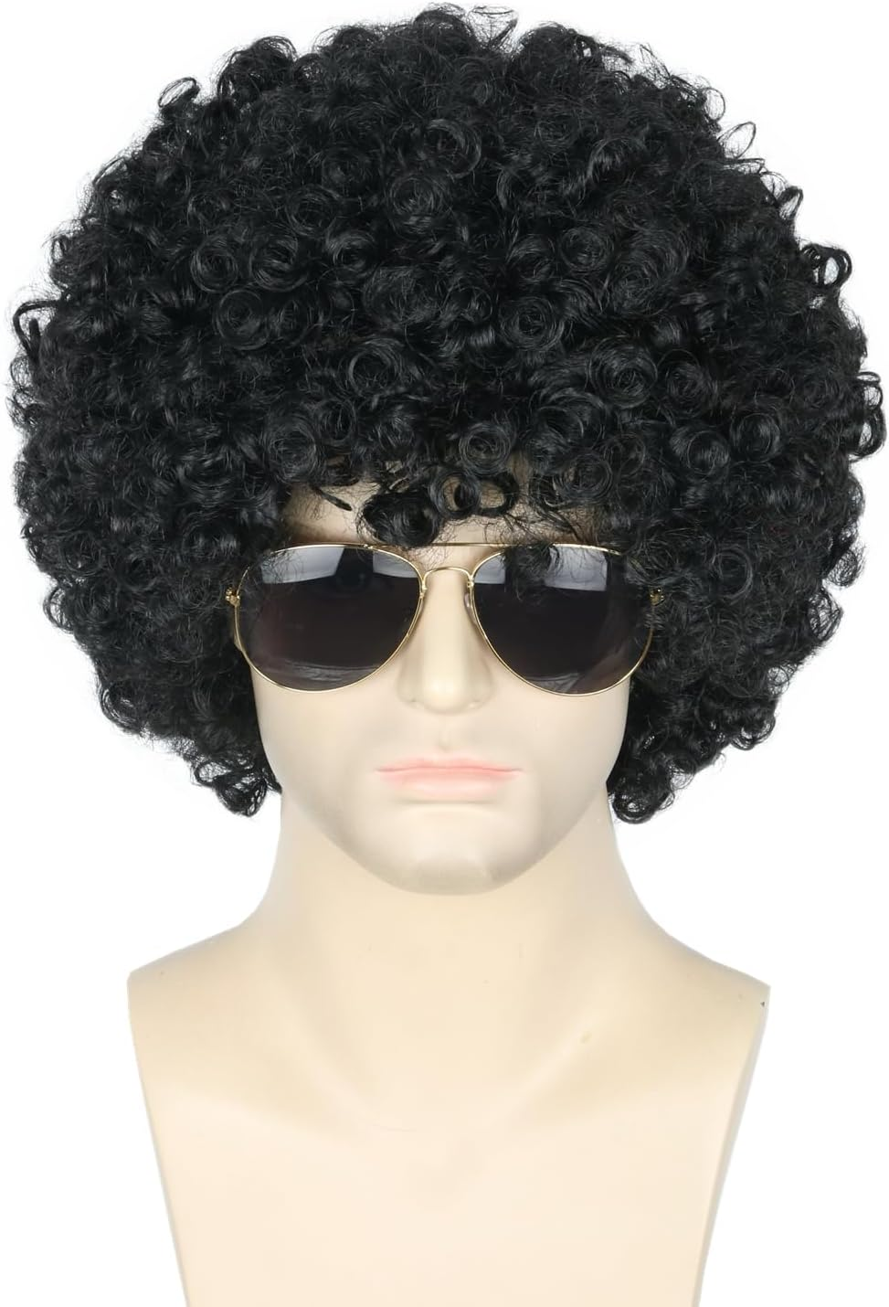 Topcosplay Set of 3 Men'S Wigs, 70S Disco Dude Dirt Bag Wig, Necklace & Moustache, Short Curly, Afro Shaggy Wig, Blonde Mix Black (Green)