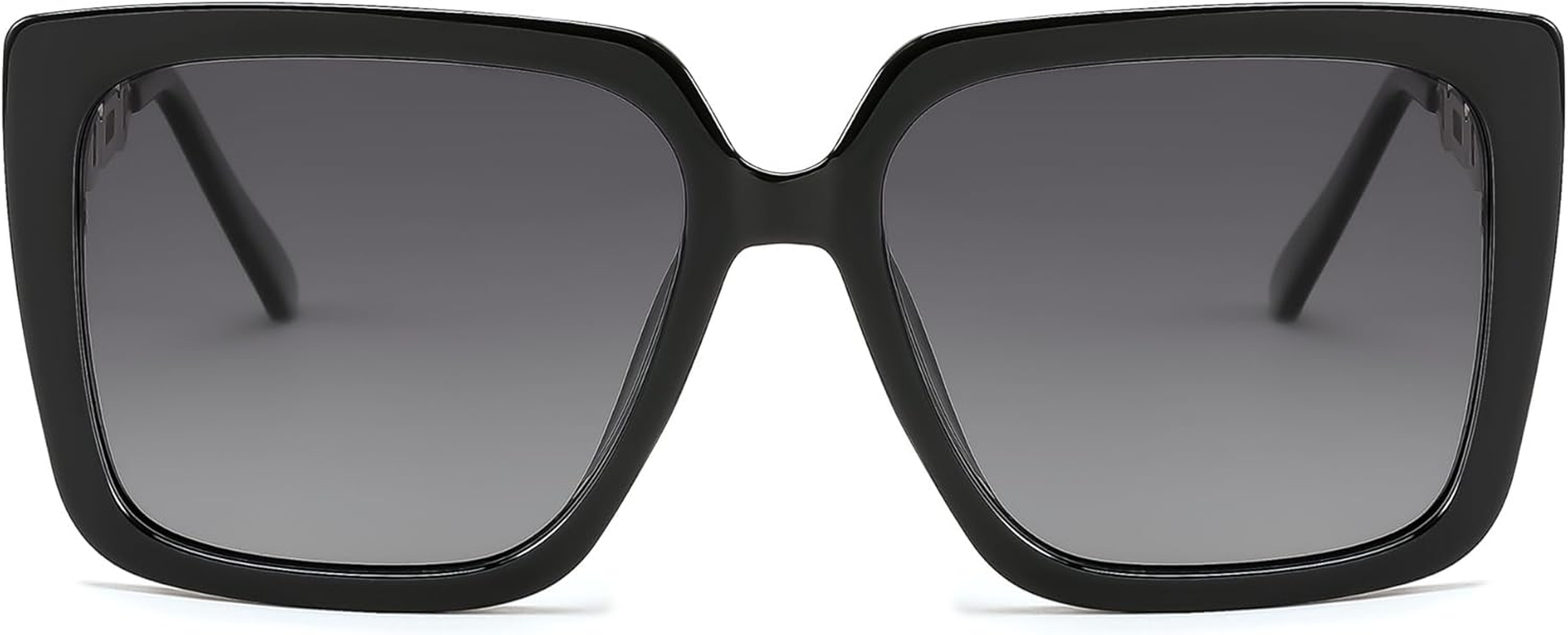 FEISEDY Trendy Polarized Cateye Sunglasses Womens Vintage Oversized Square Sunglasses UV400 Protection B0003 - Black Frame - Gradient Grey Lens image number 5