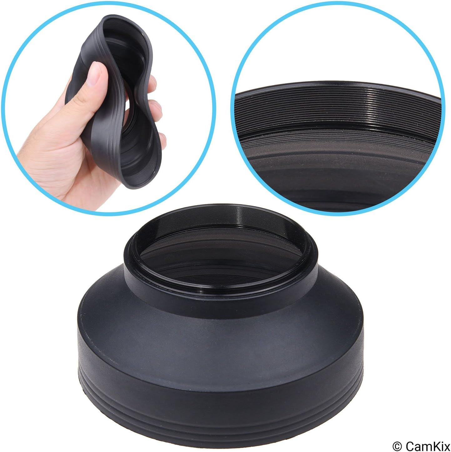 67Mm Camera Lens Hood - Rubber - Set of 2 - Collapsible in 3 Steps - Sun Shade/Shield - Reduces Lens Flare and Glare - Blocks Excess Sunlight for Enhanced Photography and Video Footage - Perfect
