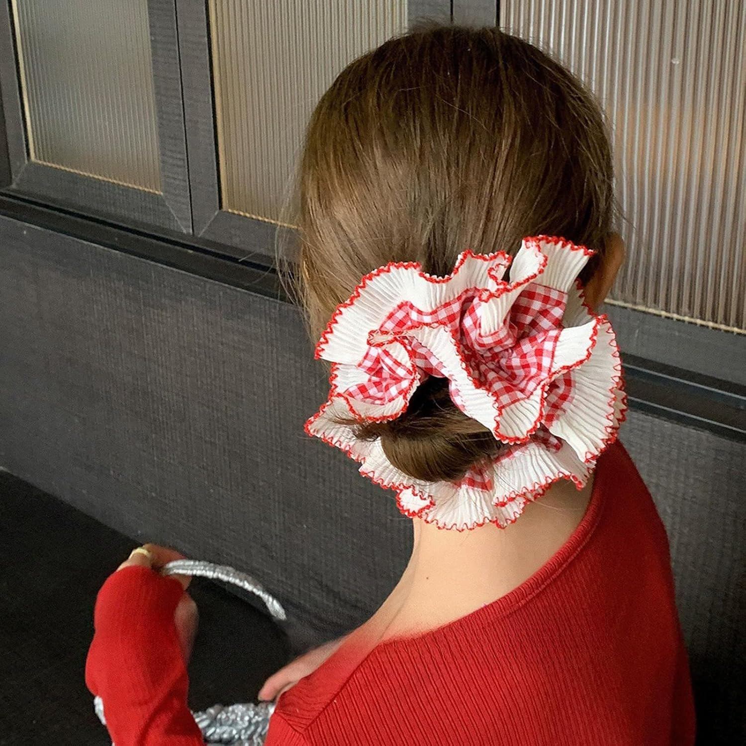 HTTDSLF Pack of 5 Elastic Hair Ties, Scrunchies for Women, Large Elastic Hair Bands, Lace, Suitable for Women and Girls, Silk Scrunchies Gift image number 5