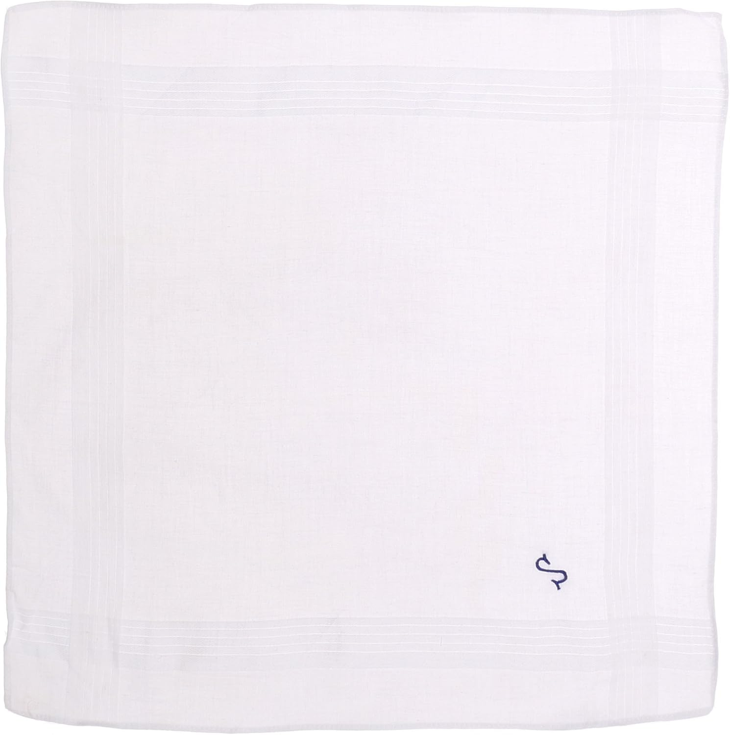 OCTAVE&reg; Mens White 100% Cotton Embroidered with Blue Initial Handkerchiefs (A) image number 3