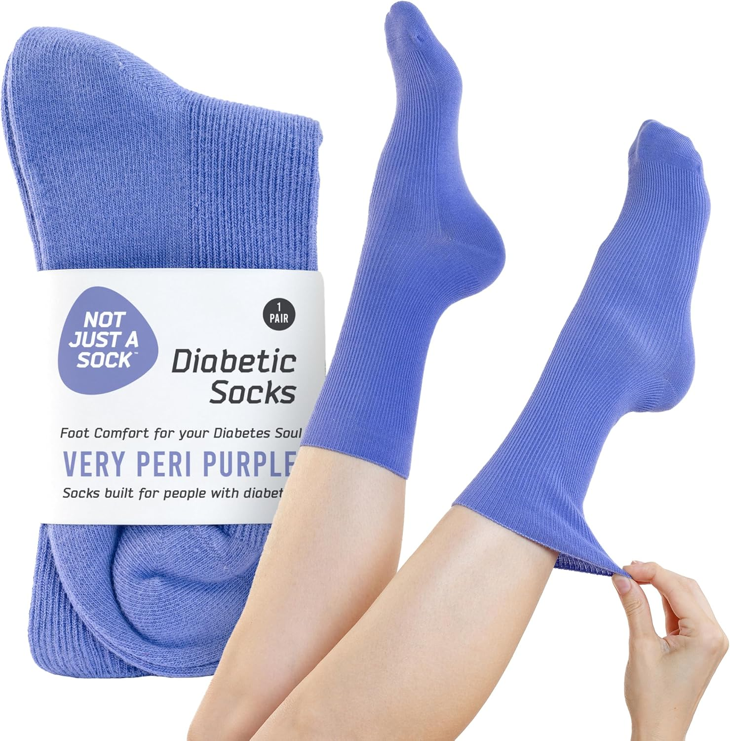 Not Just a Sock Diabetic Socks for Men and Women - One Size Fits All - Seamless and Loose-Top Non-Binding Socks for Improved Circulation - Copper Infused - Eggshell Blue, Count 1 image number 2