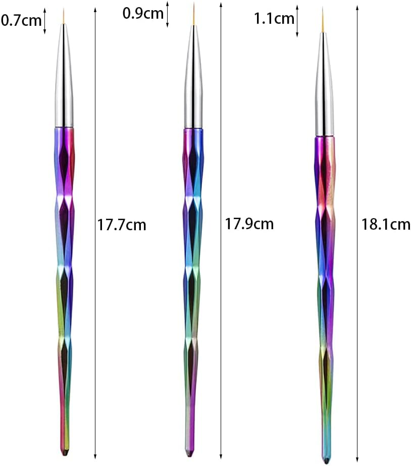 3Pcs Liner Painting Brush Nail Art Brushes Nail Art Pens Liner Brush Professional Painting Nail Art Design Brush Pen DIY Nail Art Tool for DIY Nail Art Designs(7/9/11Mm)