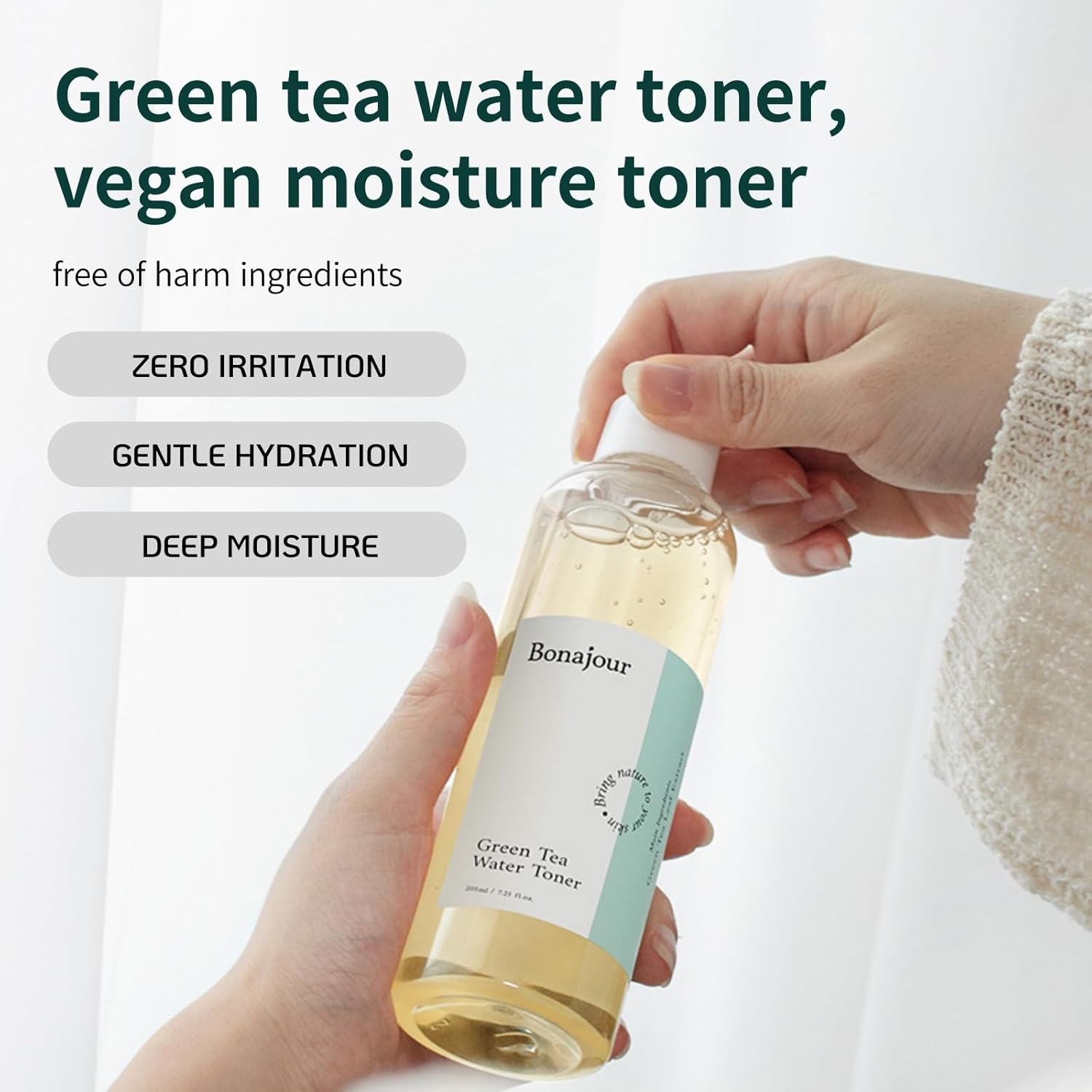 [Bonajour]Organic Green Tea & Hyaluronic Acid Facial Toner for Dry Skin - Vegan Cosmetics, 100% Pure Natural Moisturizer & High Moisture Type, anti Aging, anti Wrinkle, 6.9 Fl. Oz image number 5
