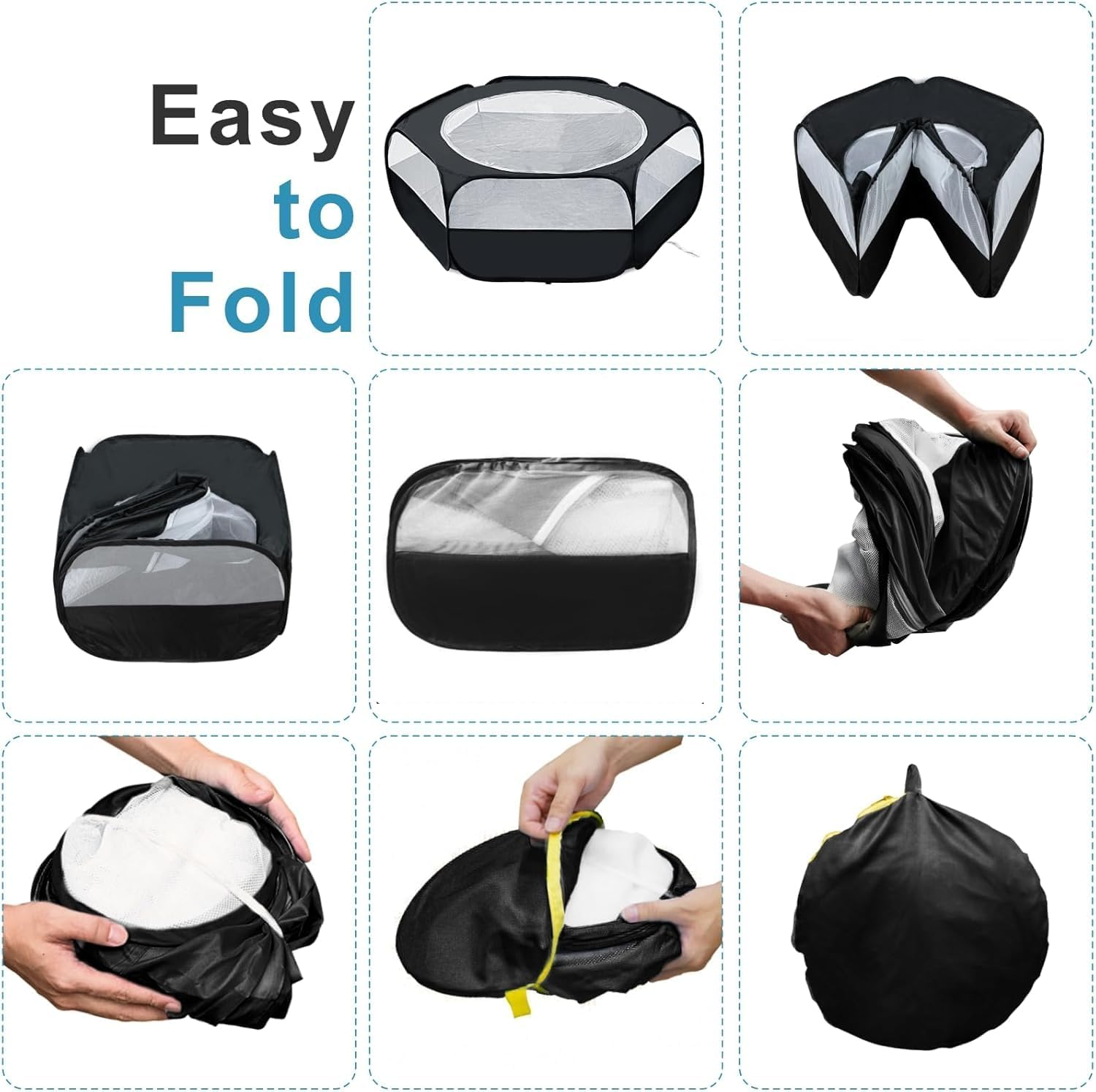 Roobuck Small Animal Playpen &ndash; Waterproof Chicken Brooder Box with Zippered Cover &ndash; Foldable Indoor Outdoor Small Pet Cage Tent for Rabbits, Guinea Pigs, Hamsters, Chick, Kitten, Puppy image number 6