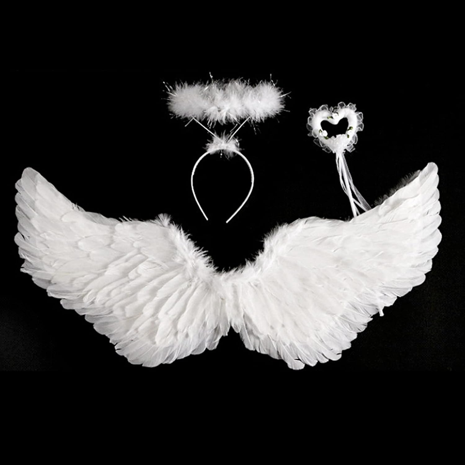 Angel and Halo for Kids, Angel Costume Adult Feather Wingsare for Halloween, Christmas Eve and Christmas(1#)