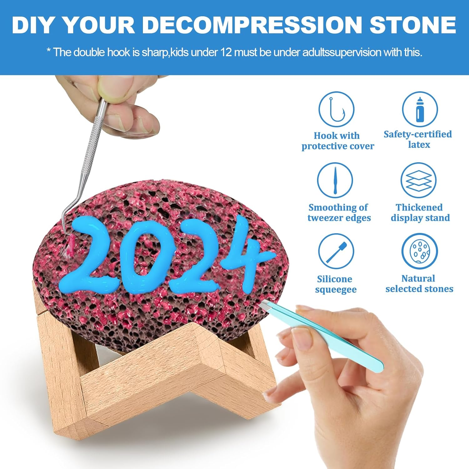 11Pcs Pick and Peel Stone Kit, Skin Picking Fidget Toys, Fidget Picking Stone Kit for Anxiety Relief, Pick Peel Calming Stone, Adult Fidget Toys, Picky Pad Stone, Picking Rock Gifts for Adults&hellip; image number 1