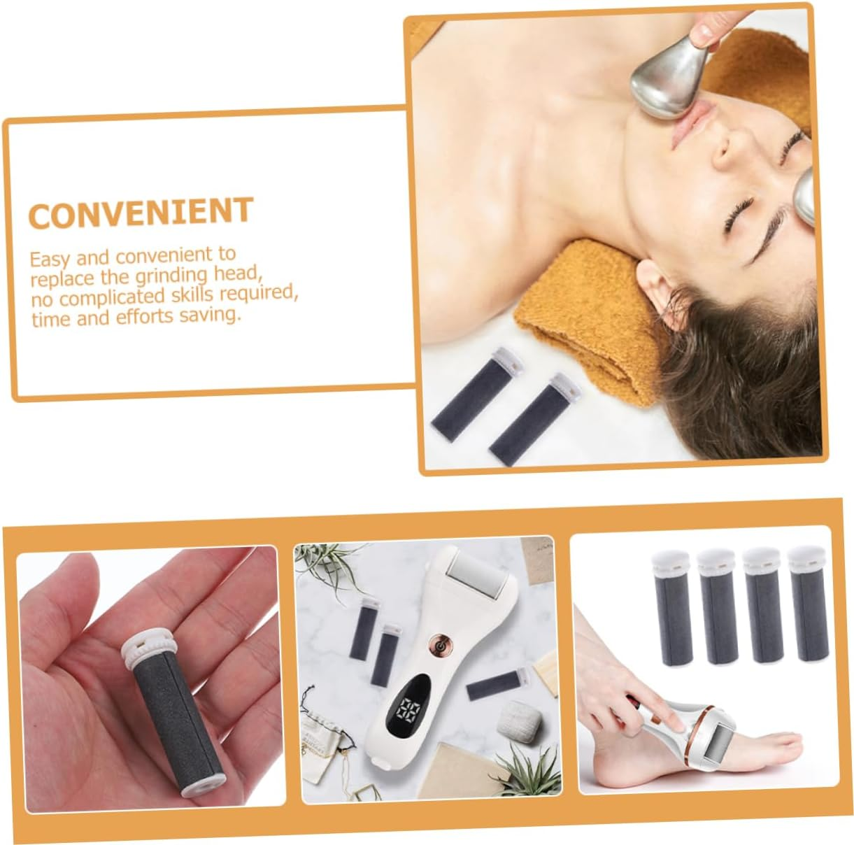 NULYLU 6Pcs Replacement Rollers Heads for Electric Pedicure Foot File Callus Remover Easy to Use image number 1