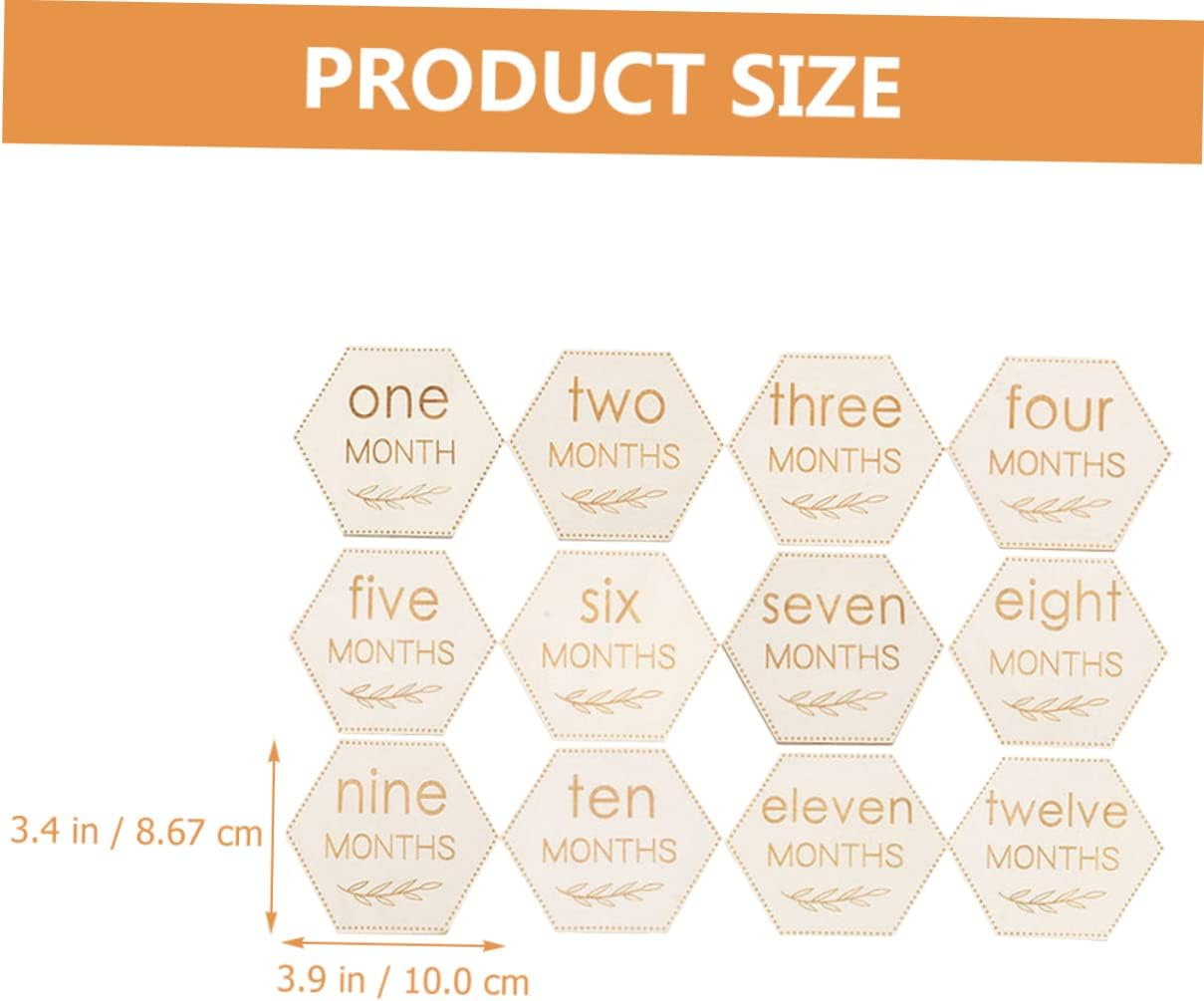 ERINGOGO 12Pcs Wooden Monthly Milestone Cards Newborn Milestone Blocks Discs Shower image number 4