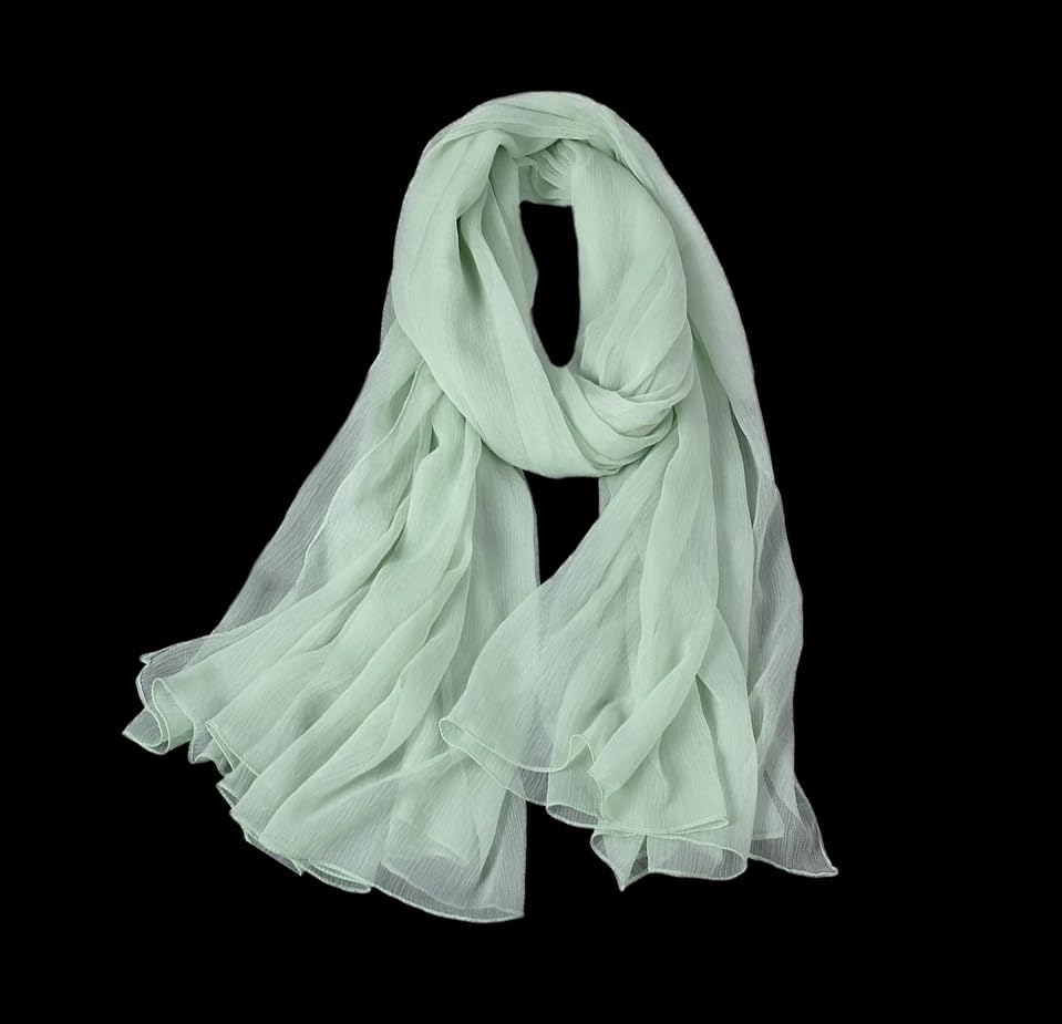 Lina & Lily Crinkled Chiffon Women'S Scarf Shawl Wrap Spring Summer Sheer Silky Featherlight - Baby Blue image number 6