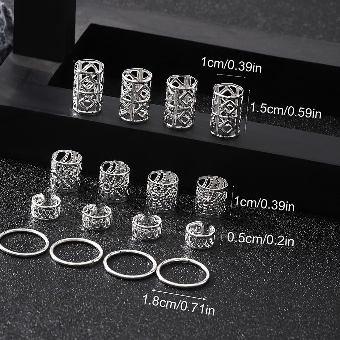 80 Pieces Silver Hair Accessories for Braids, Jewellery for Hair, Cuff Clips for Dreadlock Accessories, Hair Spiral Clips Hair Accessories for Dreadlocks for Men, Women, Girls and Boys Braids image number 1