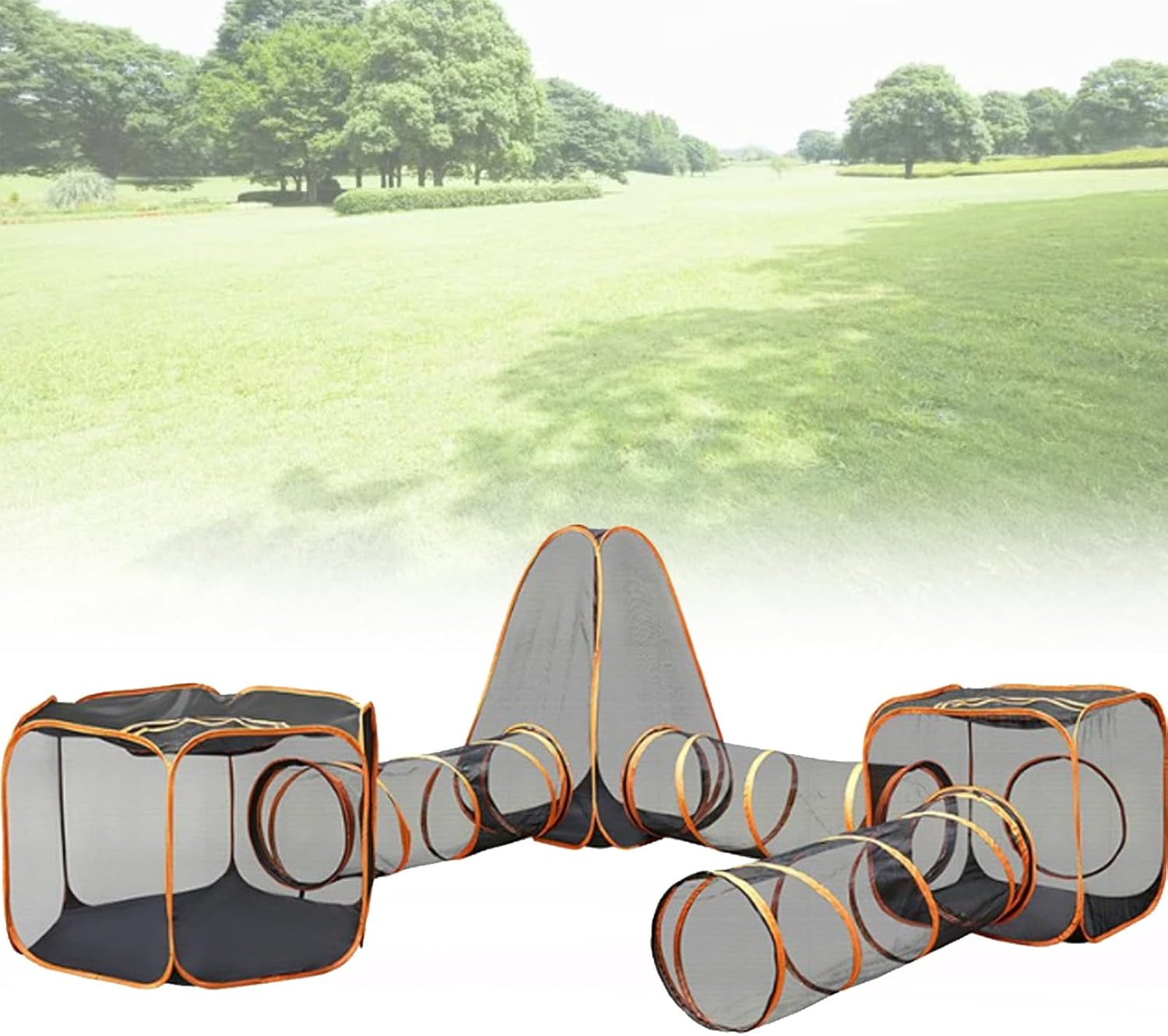 Outdoor Cat Enclosures, Portable Cat Playpen with Cat Tunnel, Foldable Playhouse for Cats, Rabbits Ferrets, Small Animals, Outside/Indoor Cat House image number 2