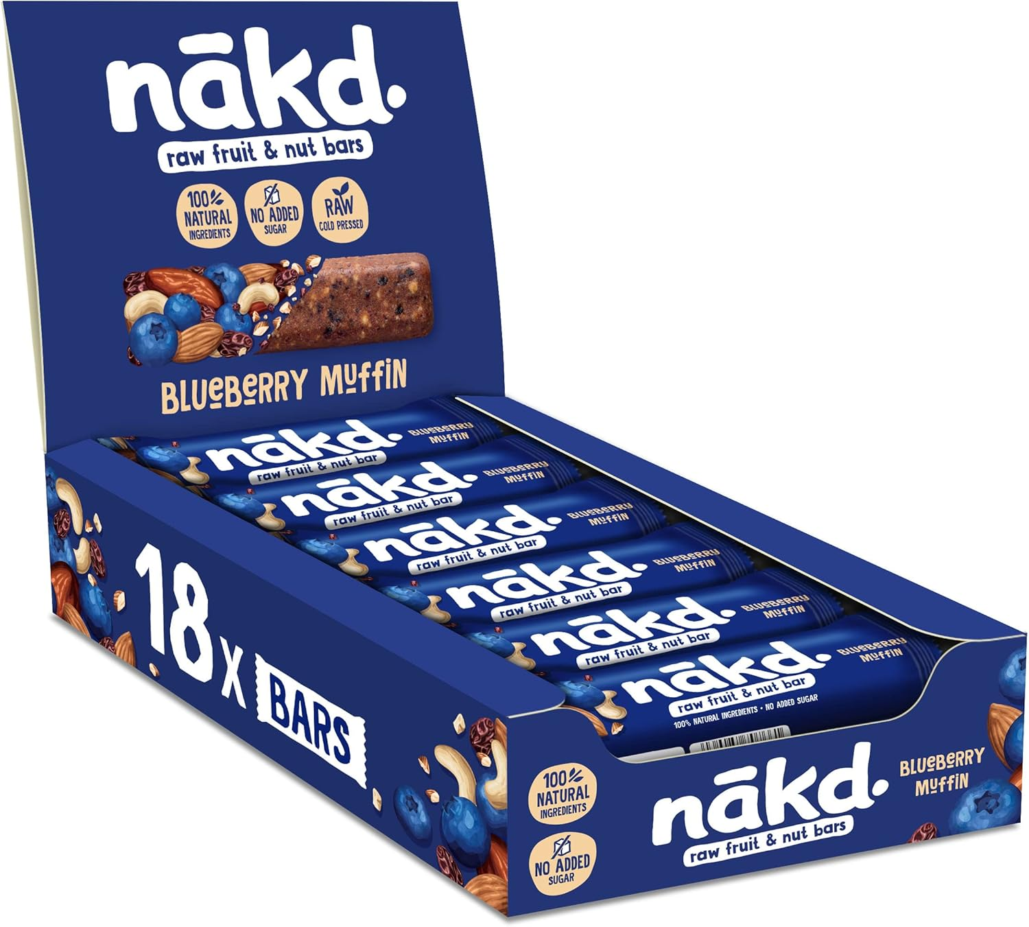Nakd Blueberry Muffin Natural Snack Bar 35G (Pack of 18) image number 2